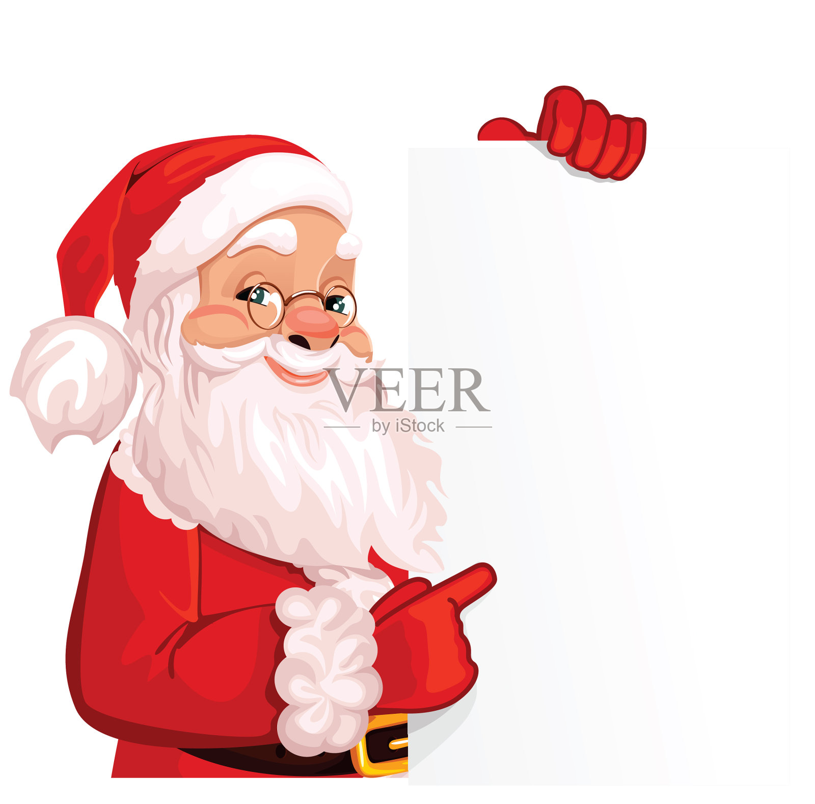 圣诞老人举着旗子站了起来插画图片素材