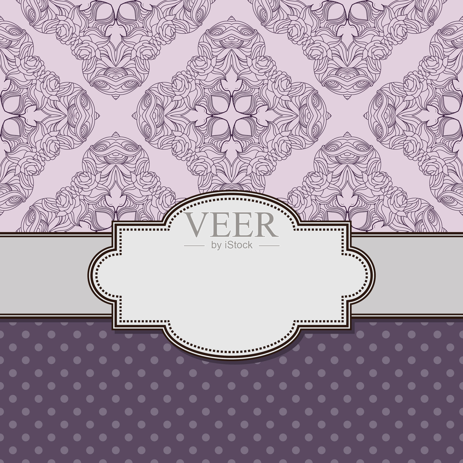 复古抽象花框架与文本的地方插画图片素材