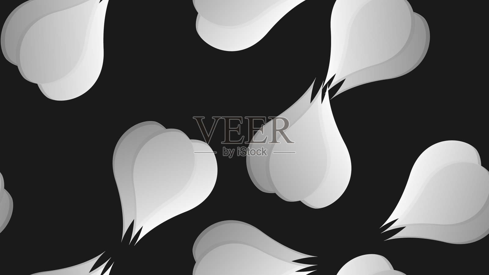 黑色背景上的大蒜插画图片素材