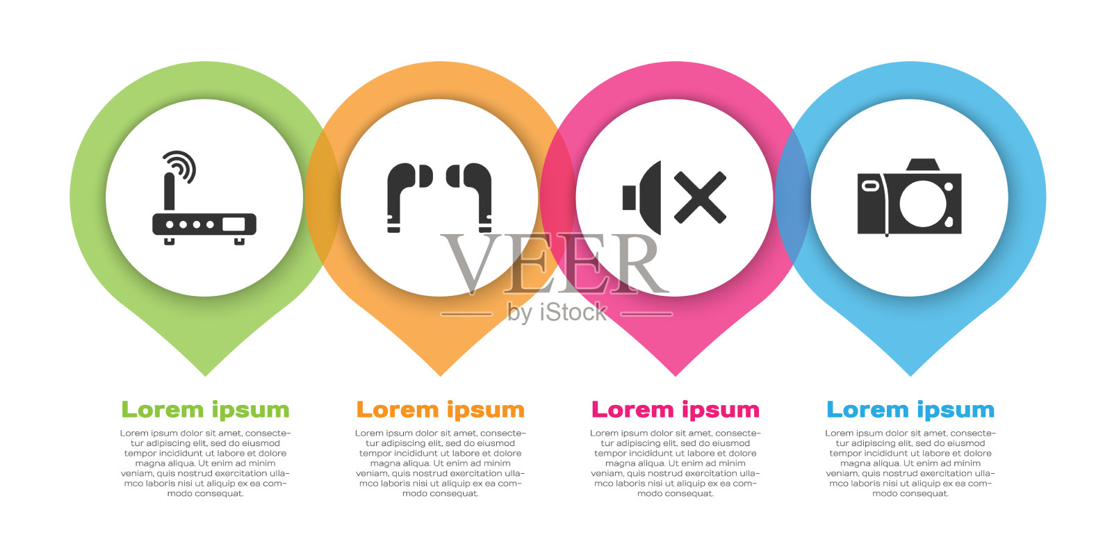 设置路由器和无线信号空气耳机插画图片素材