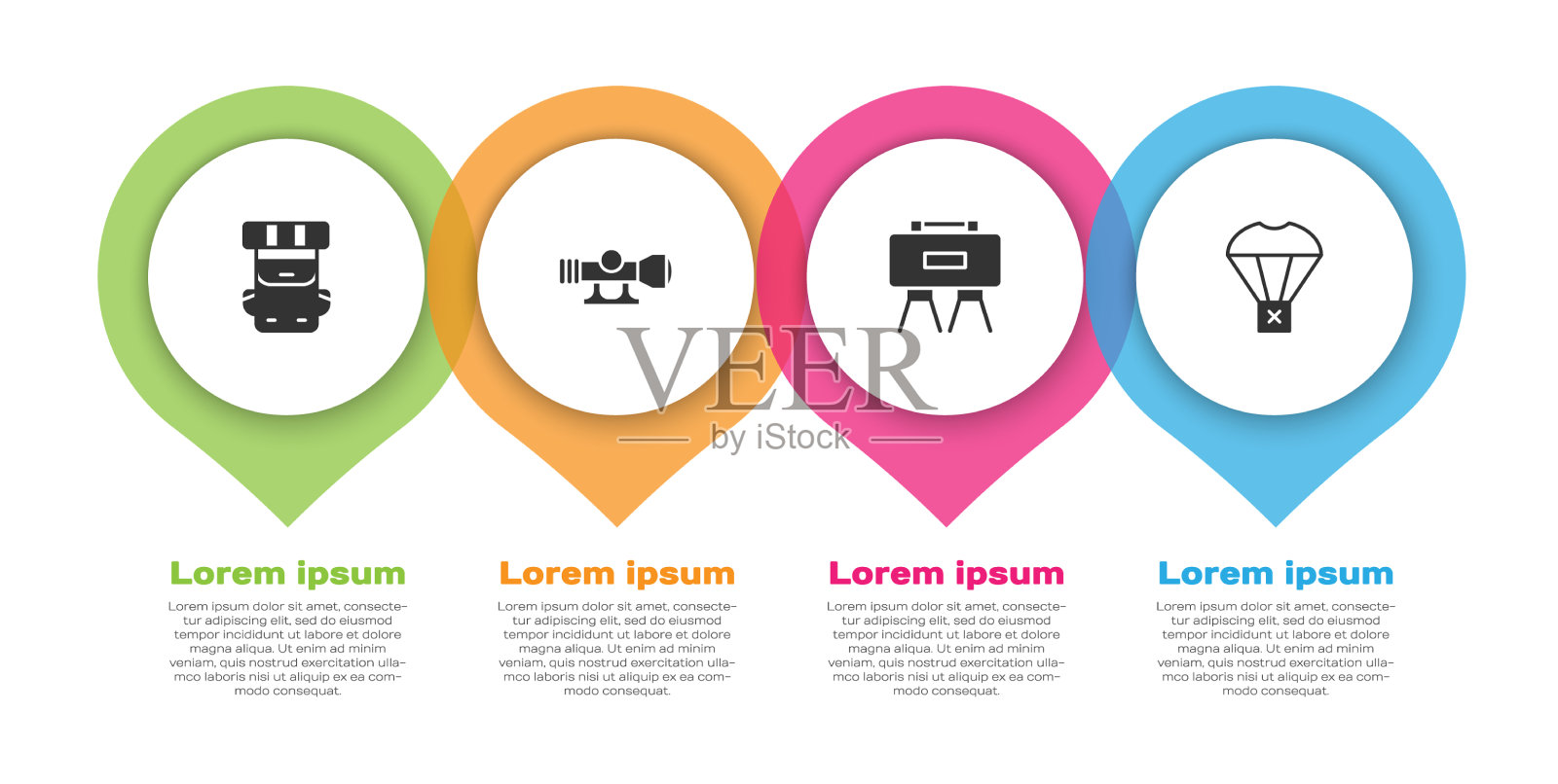 设置徒步背包狙击瞄准器插画图片素材