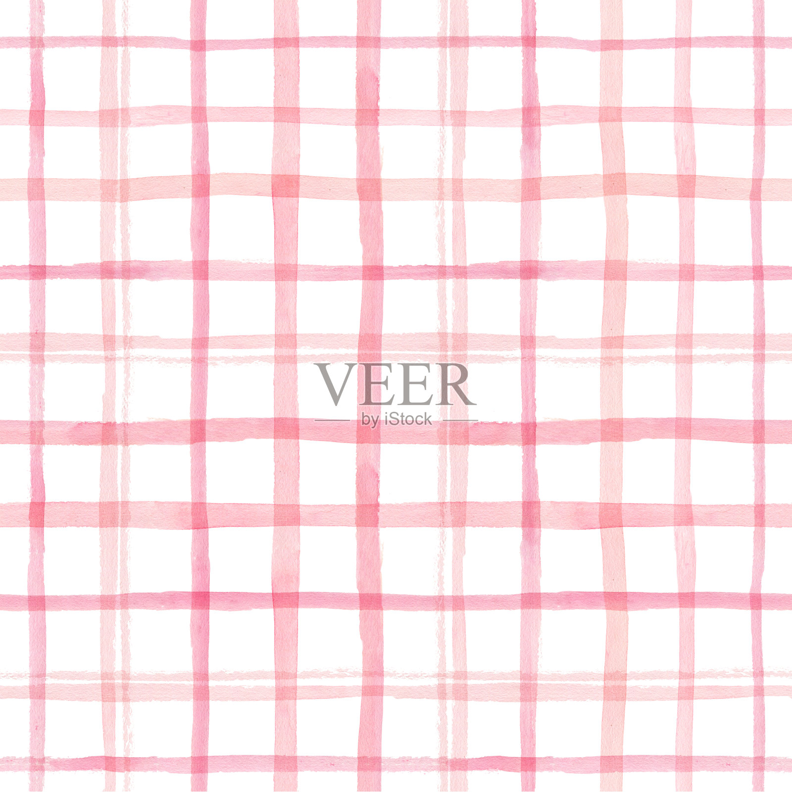 无缝水彩图案与粉红色笼子隔离在白色背景。插画图片素材