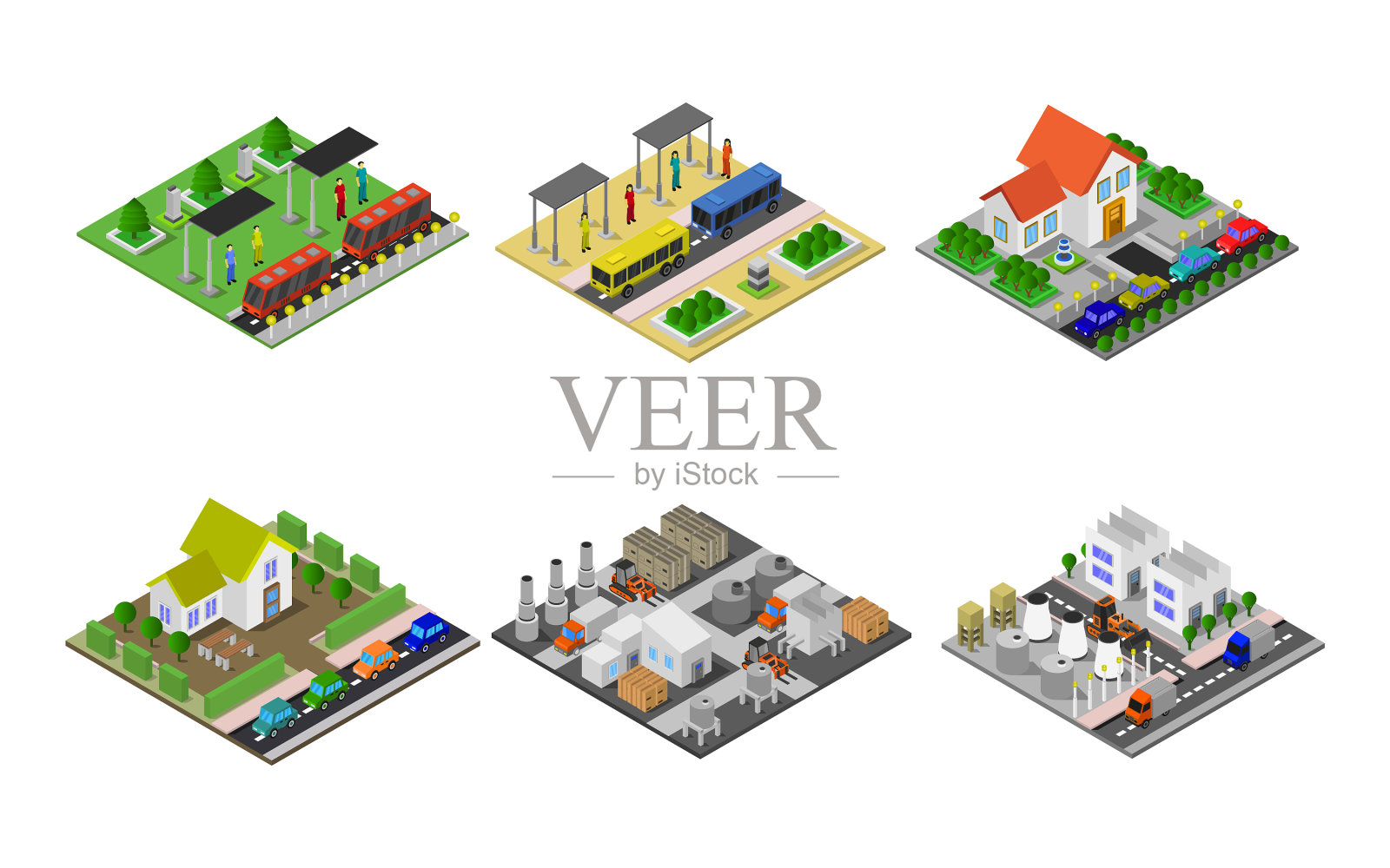 等距建筑组图标素材