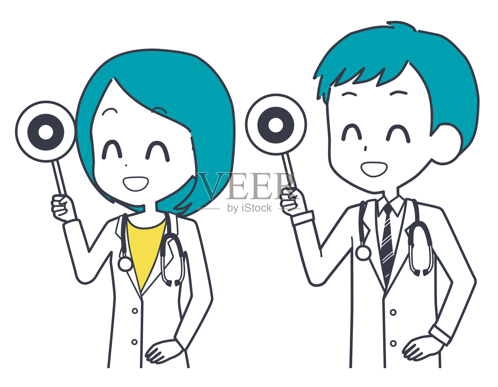 医生与正确的答案标签插画图片素材