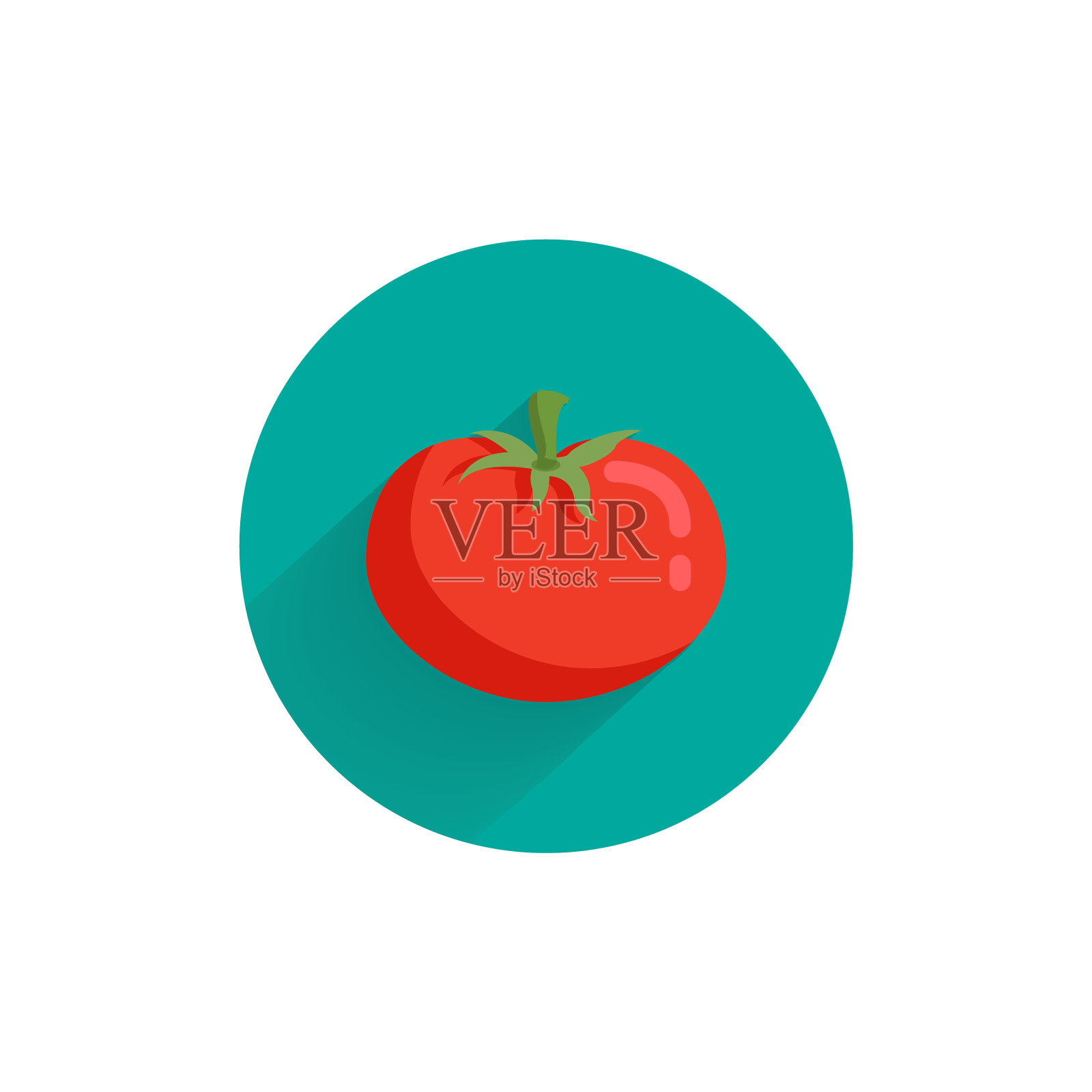 番茄彩色扁平图标与长影子番茄设计元素图片