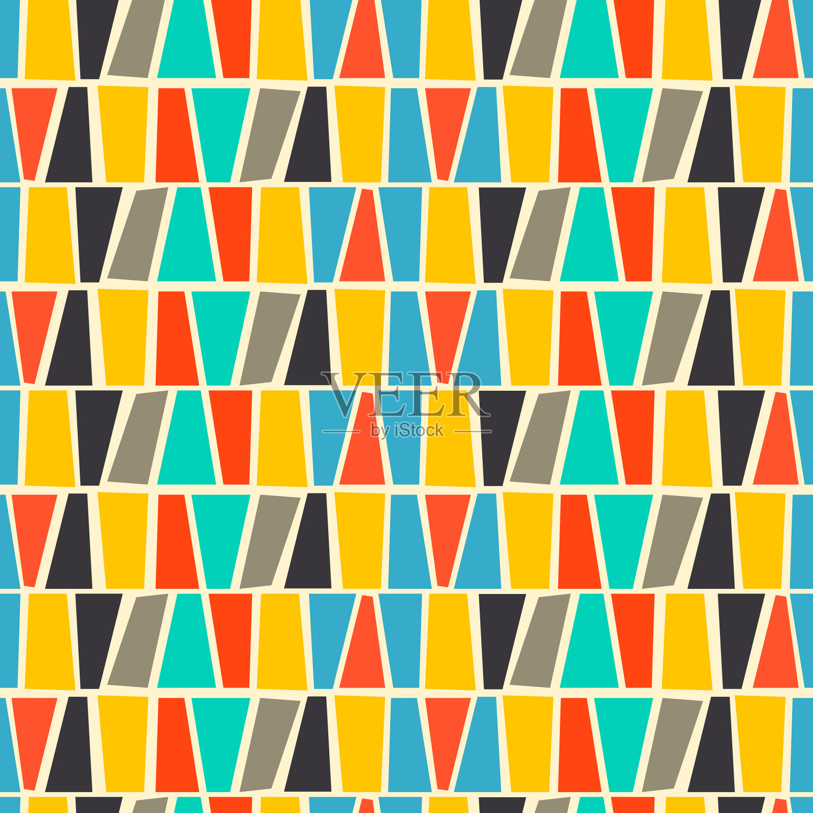 50年代中期现代方形复古色彩插画图片素材