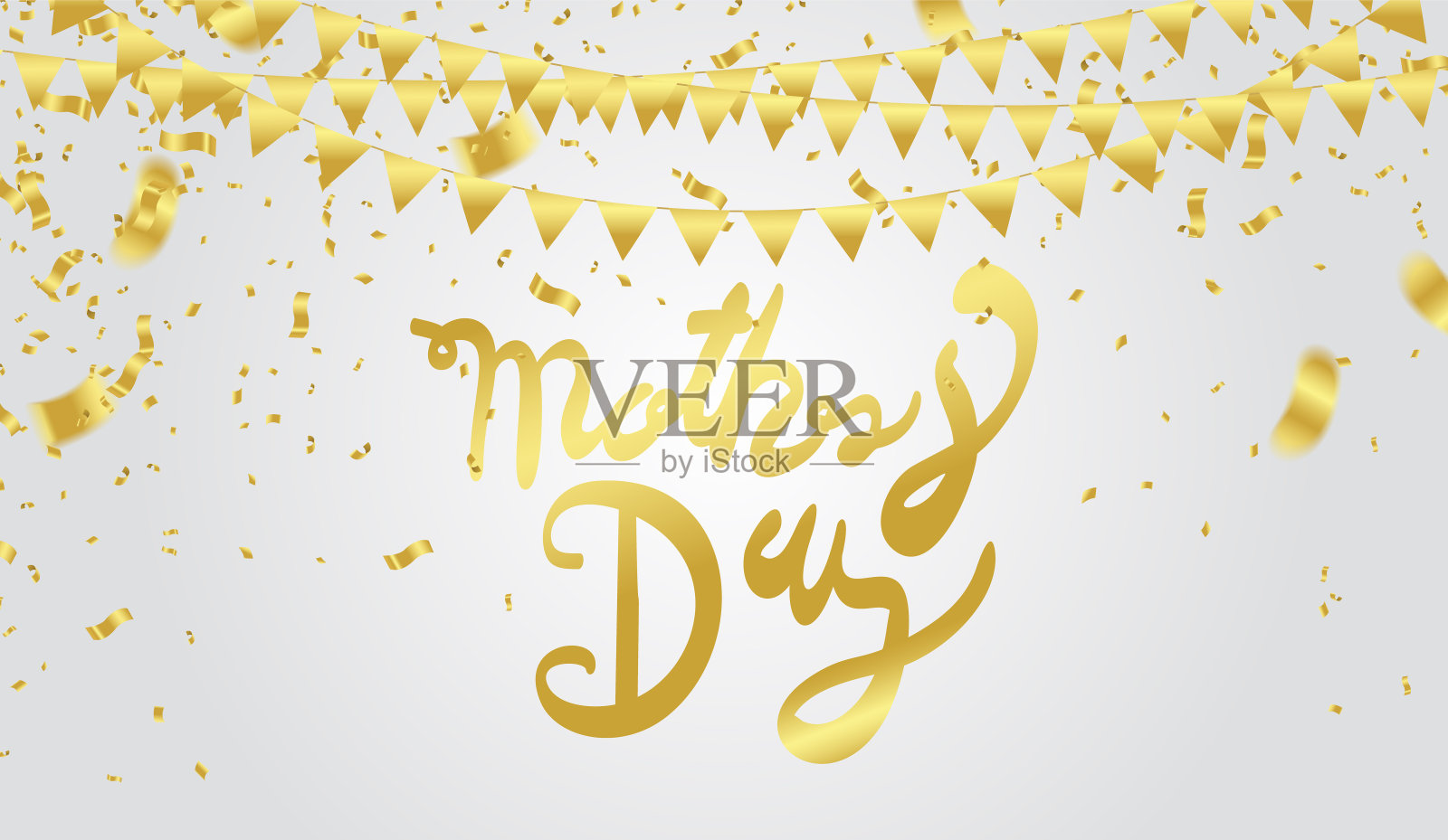 母亲节快乐优雅的字母横幅设计卡片与气球的背景插画图片素材