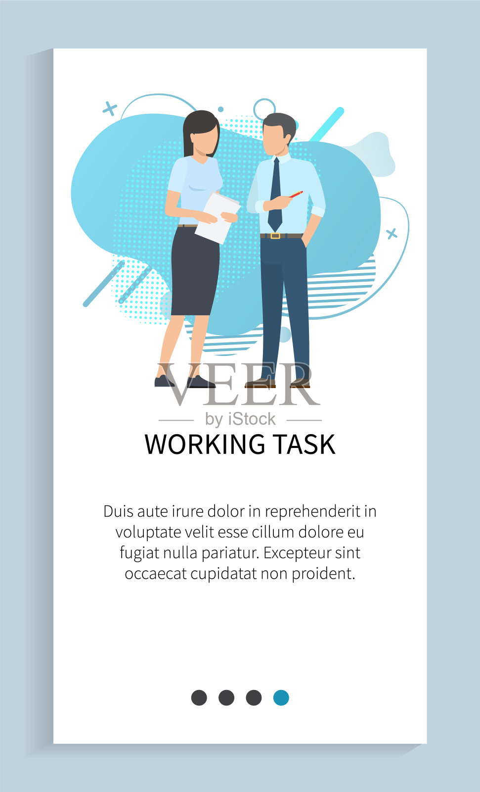 工作任务男人和女人与文档Web设计模板素材