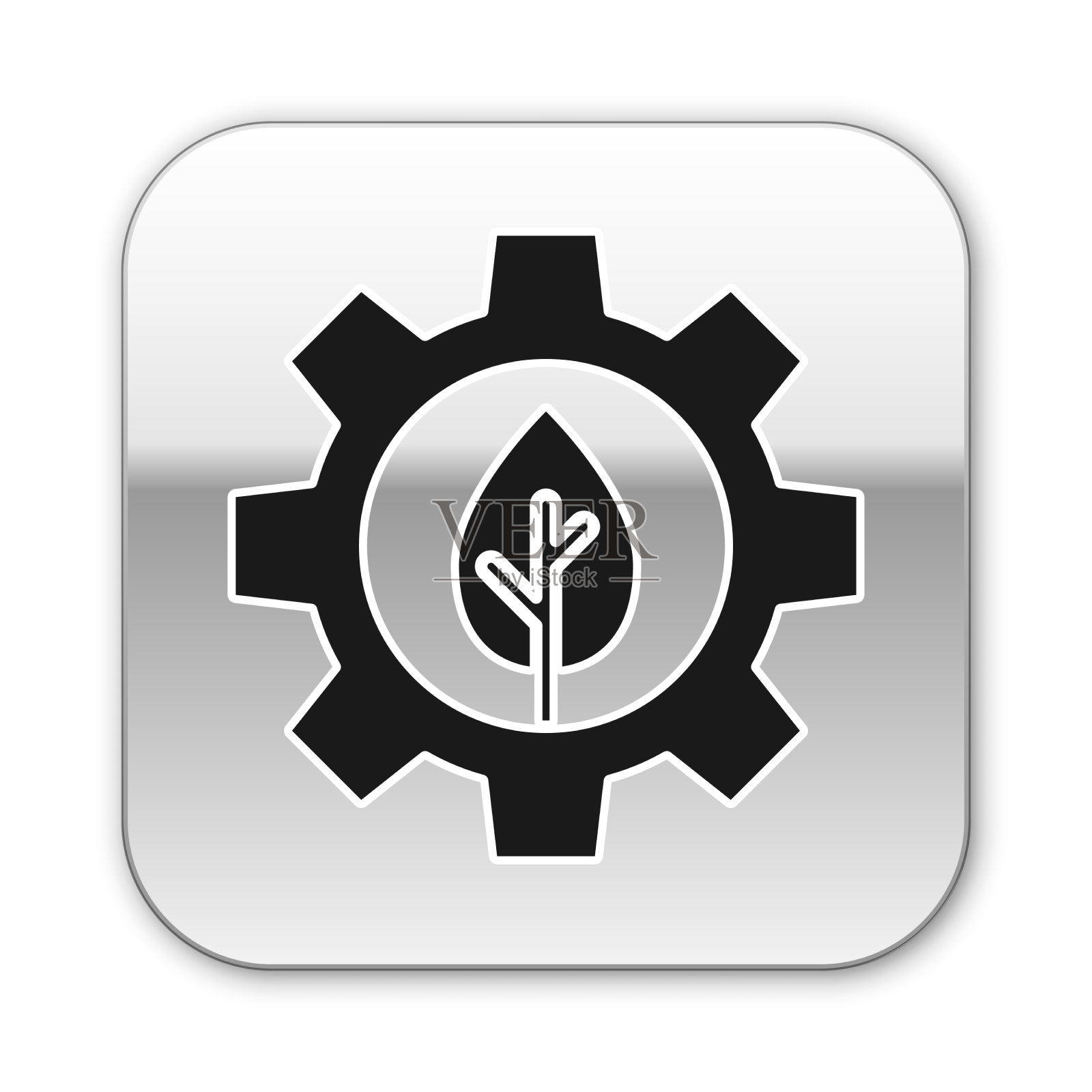 黑叶植物生态学在齿轮机图标插画图片素材