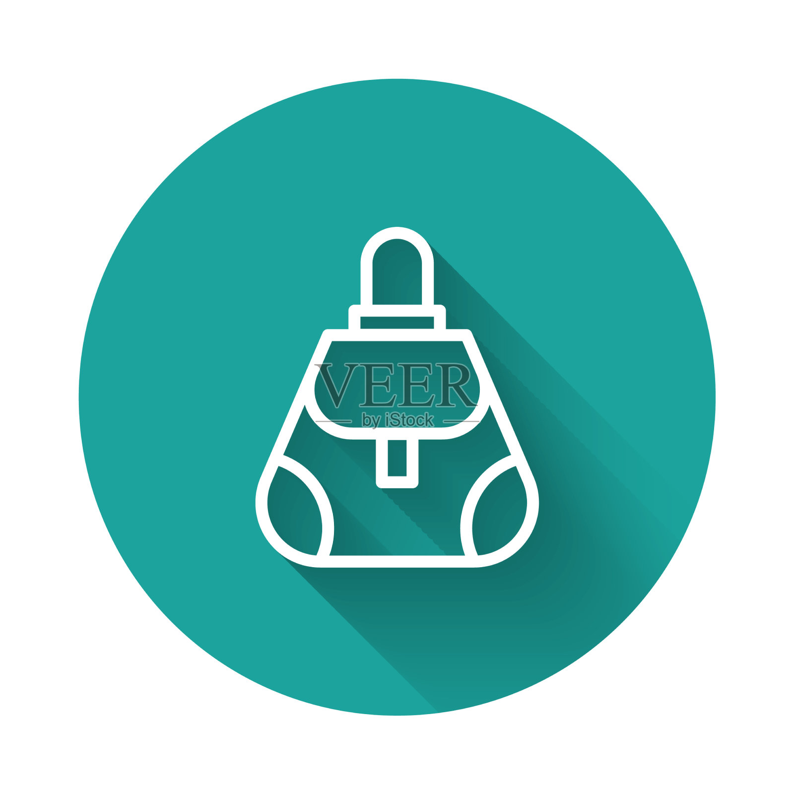 白色线手袋图标孤立与长影子图标素材