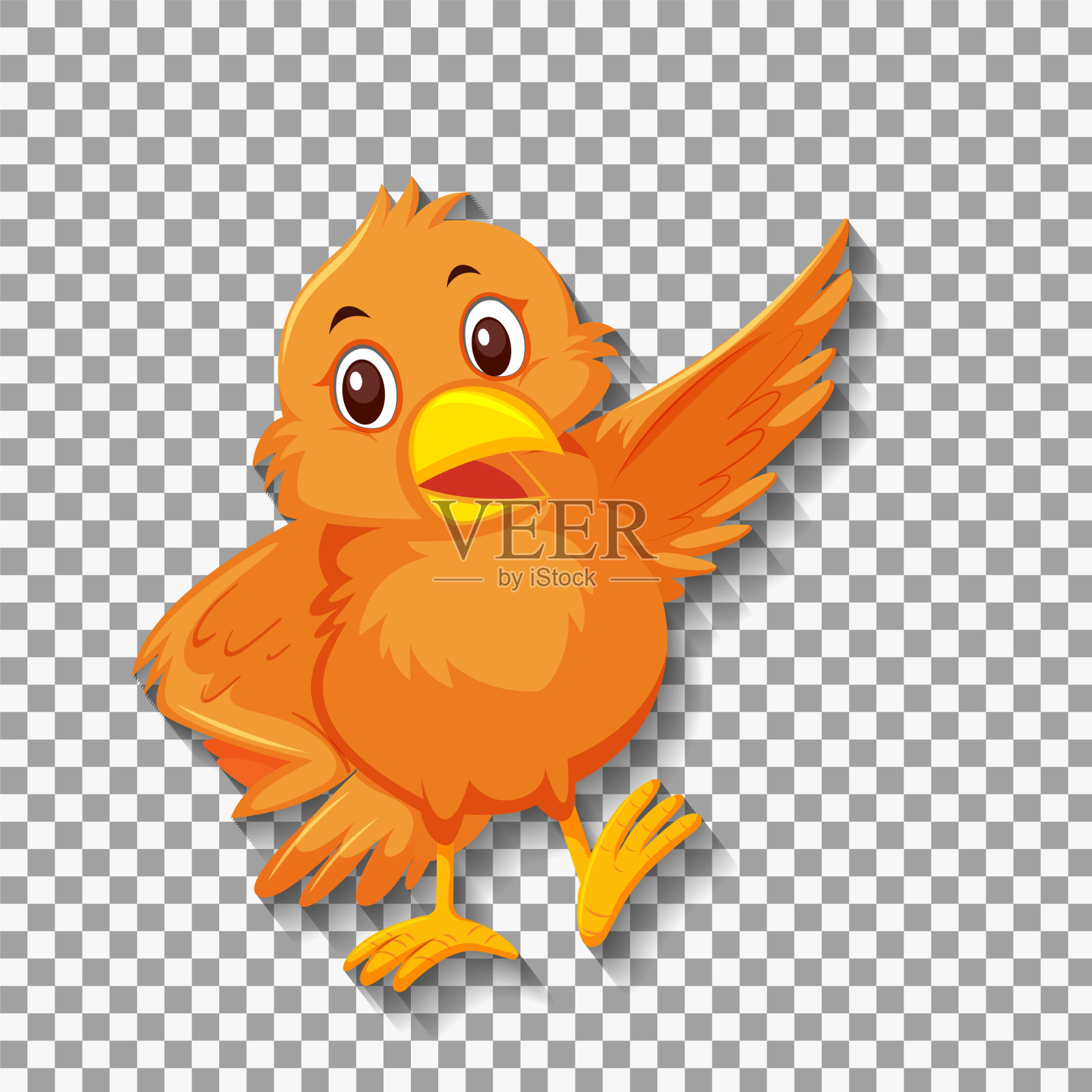 可爱的橙色鸟卡通人物插画图片素材