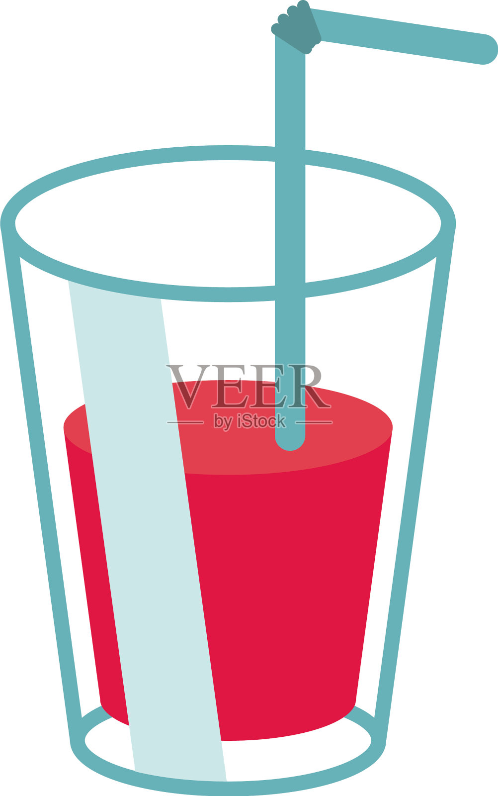 果汁水果玻璃与吸管扁平风格的图标插画图片素材