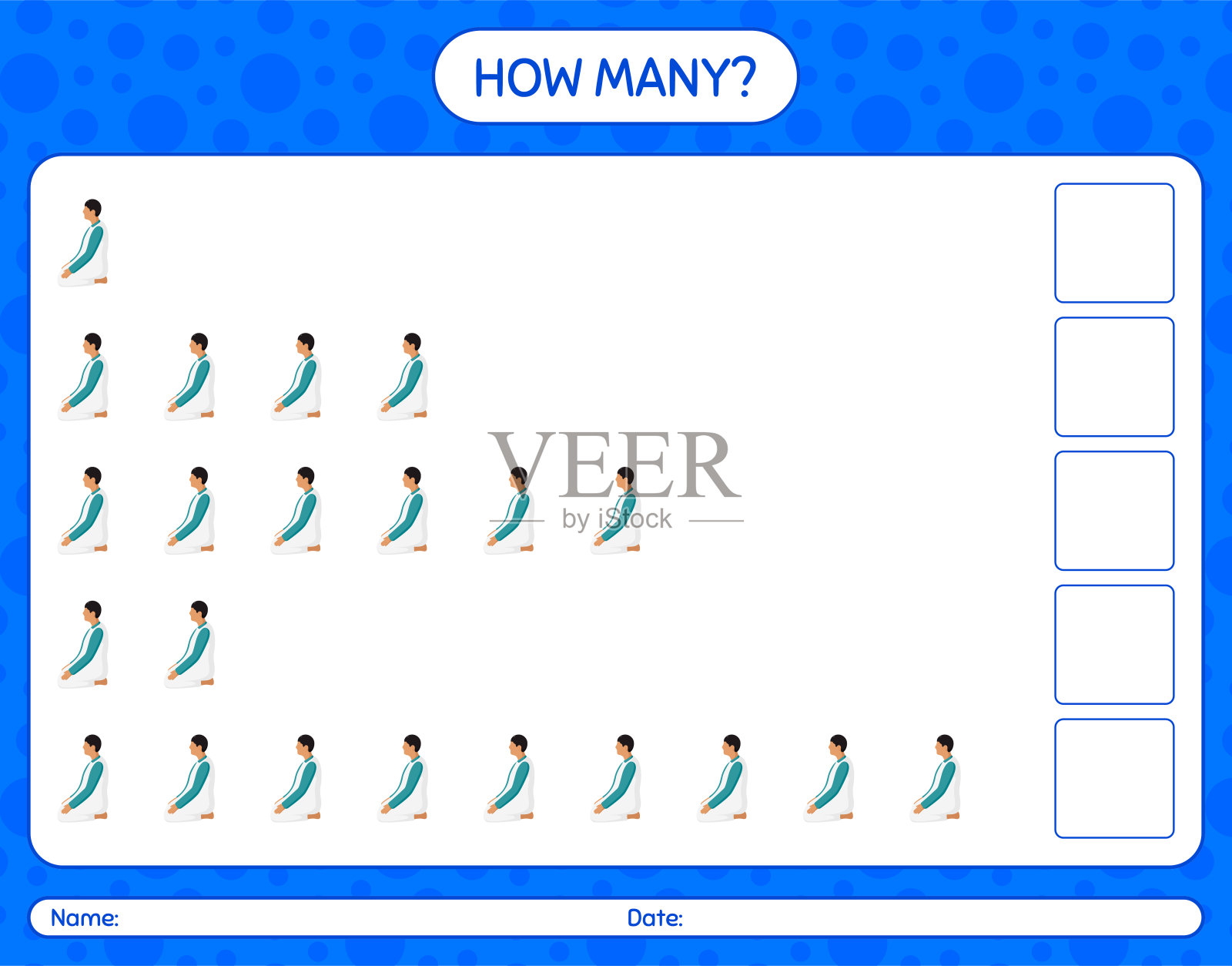有多少游戏用祈祷来计数。学龄前儿童的工作表,儿童活动表,可打印的工作表插画图片素材