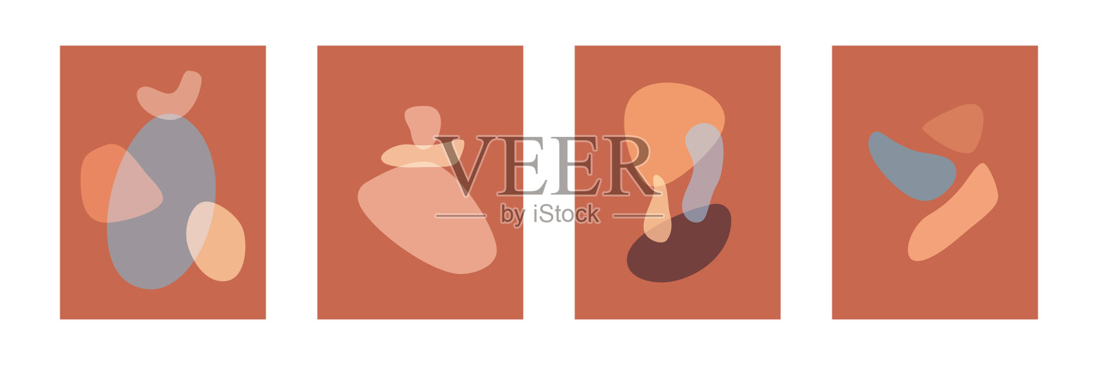 手绘抽象各种形状平衡构图插画图片素材