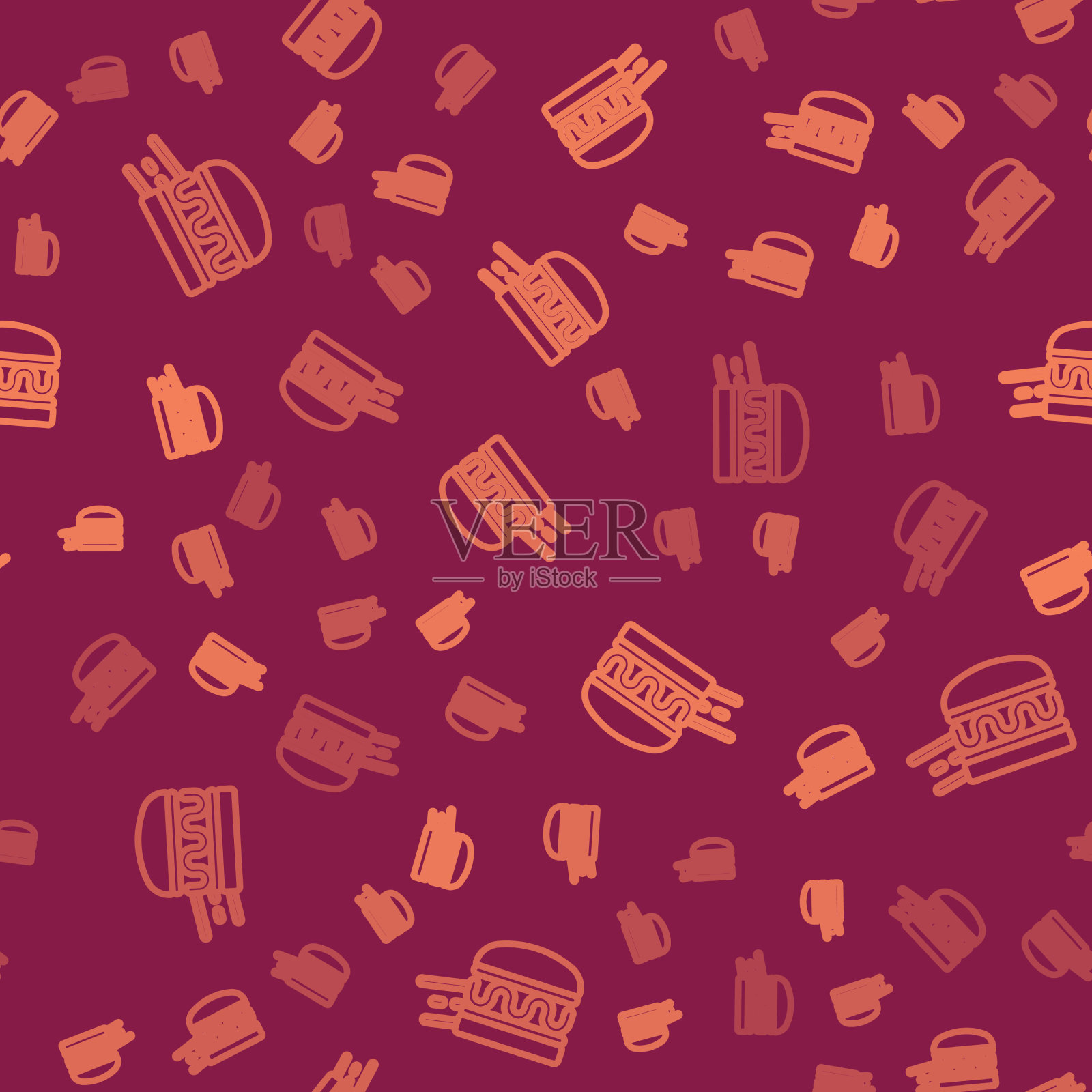 布朗在线订购和汉堡配送插画图片素材