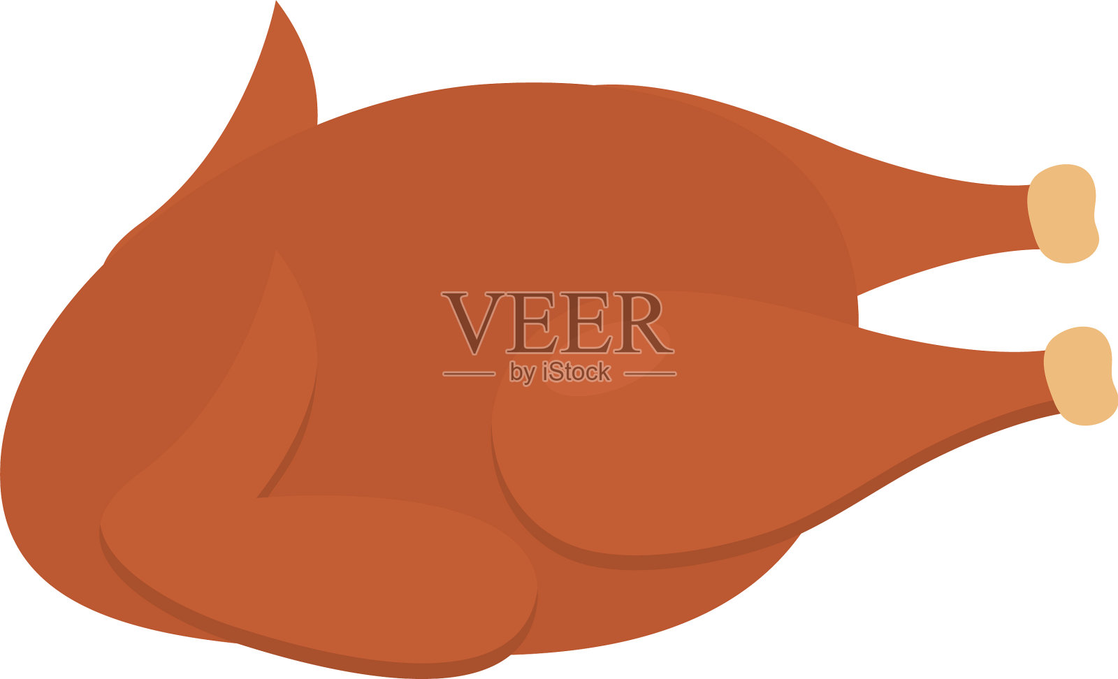 白色背景上的烤火鸡插画图片素材