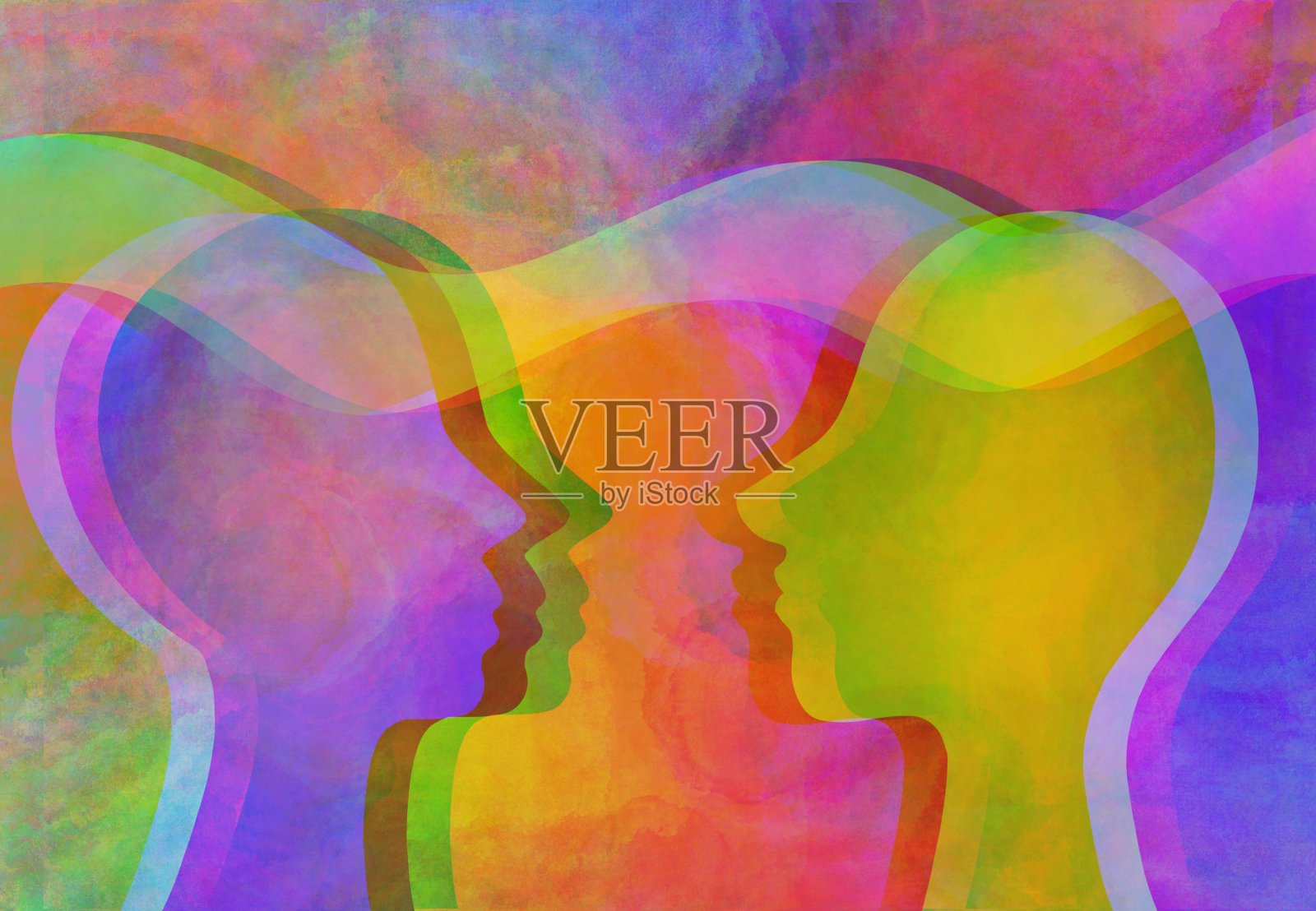 图形绘制,同理心。心灵感应。两个人之间的沟通插画图片素材