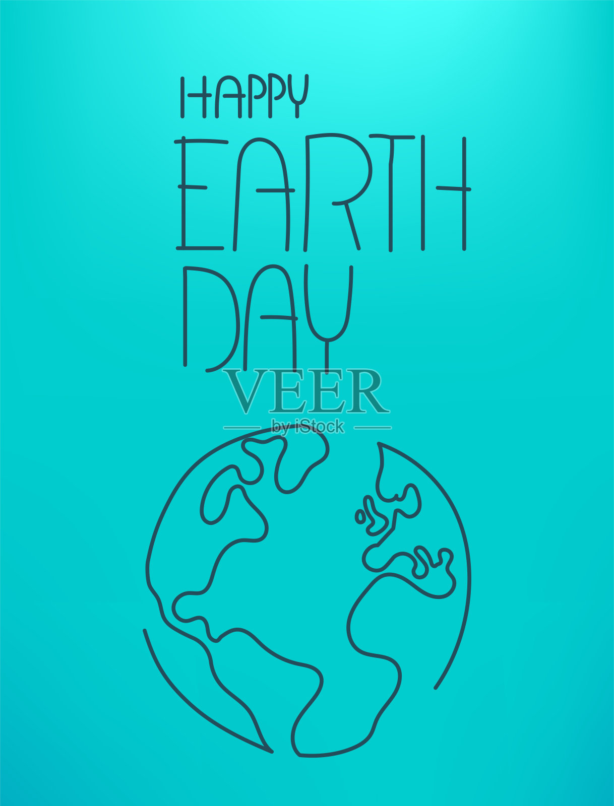 地球日矢量插图快乐。线性向量插图插画图片素材