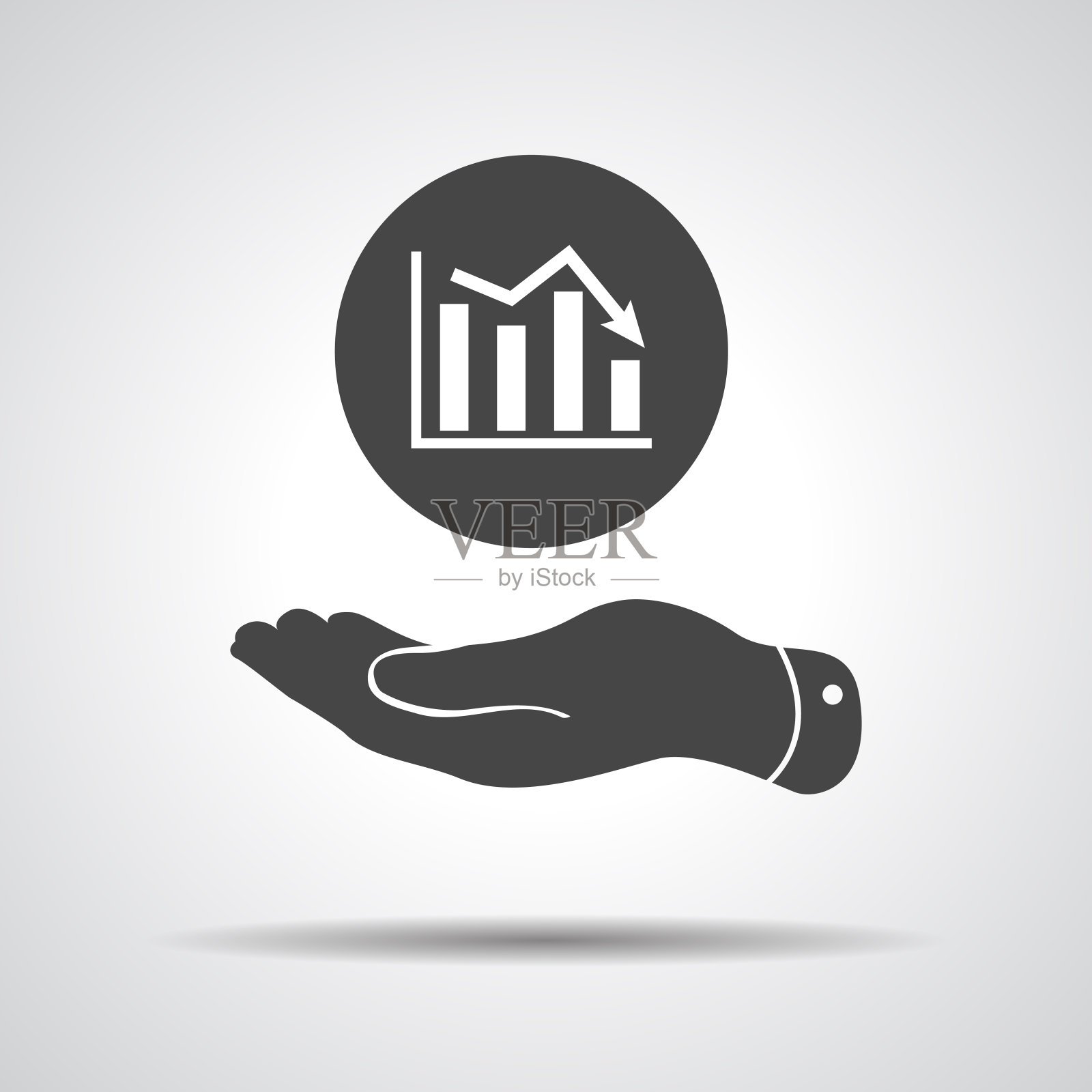 平的手显示图形的图标向下向量插图设计元素图片