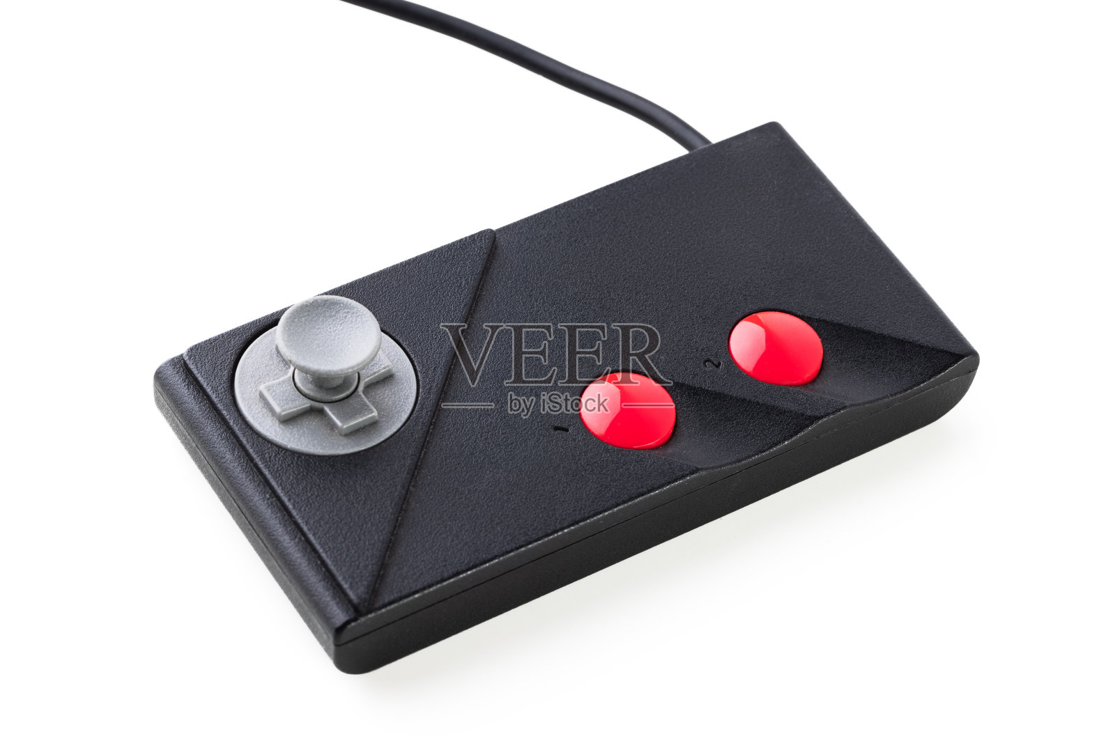 来自8位主机的复古操纵杆。游戏控制器隔离在白色背景照片摄影图片