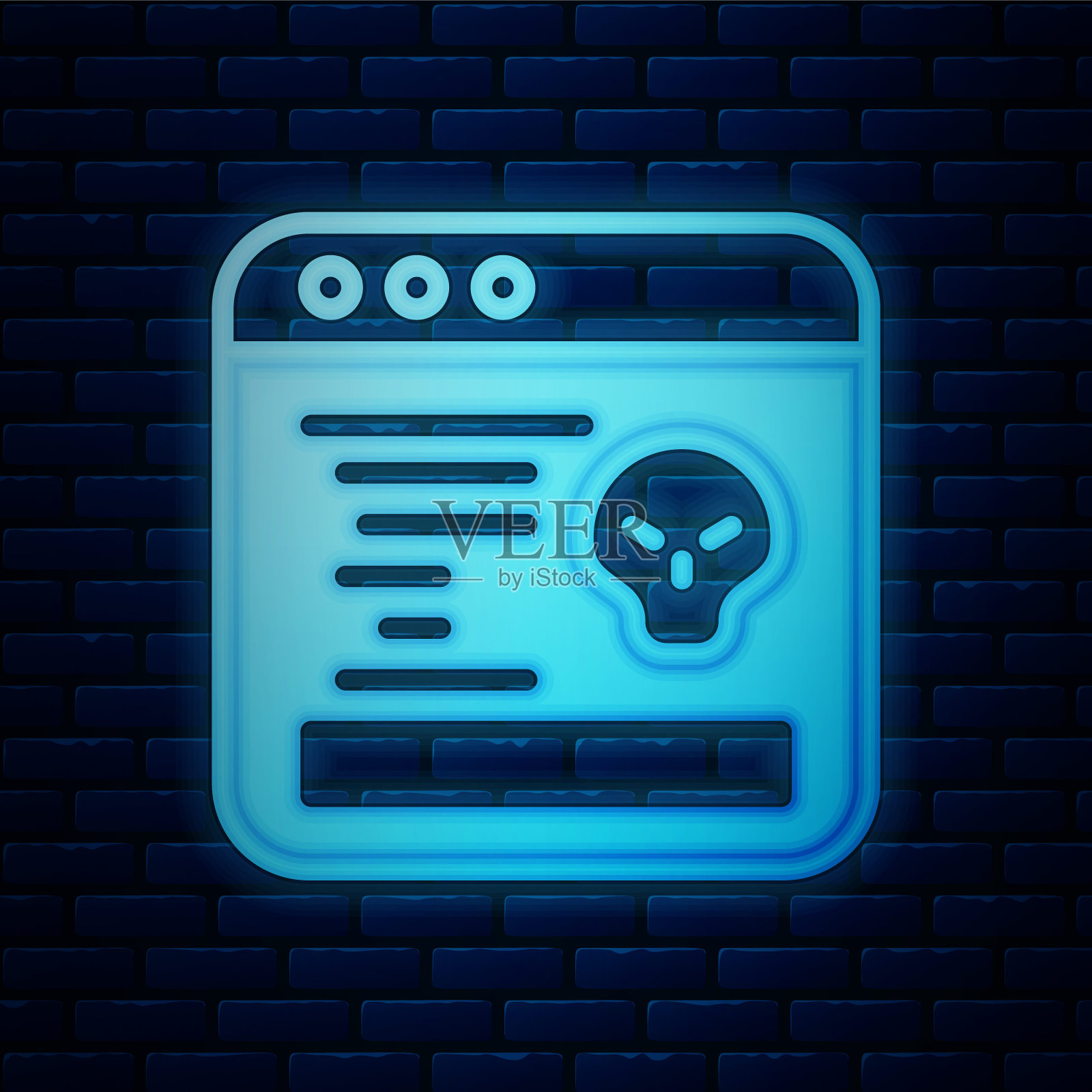 系统bug概念图标孤立在砖墙背景上。代码错误的概念。系统漏洞。错误搜索。向量插画图片素材