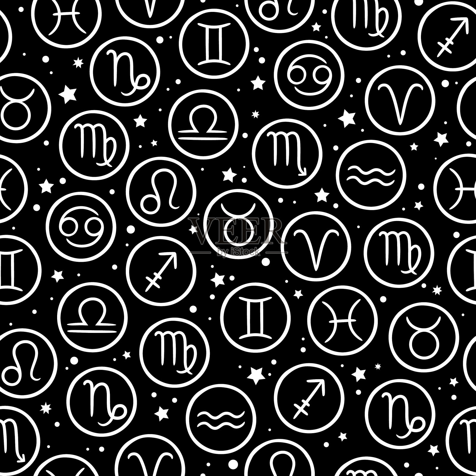 无缝纹理不同的星座插画图片素材