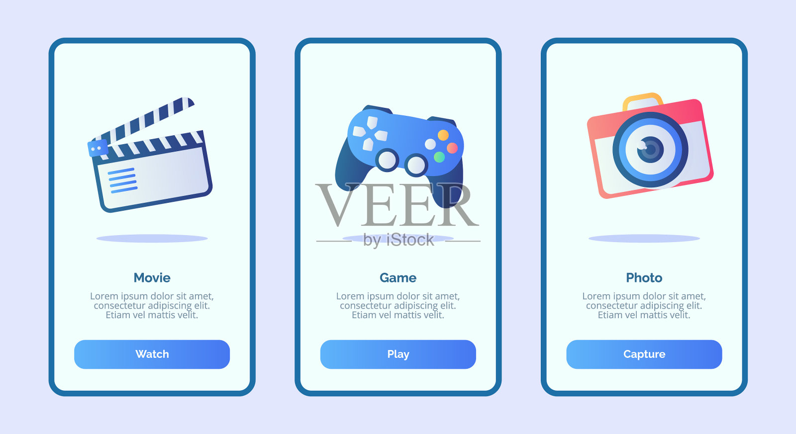 电影游戏照片的手机应用程序模板横幅插画图片素材