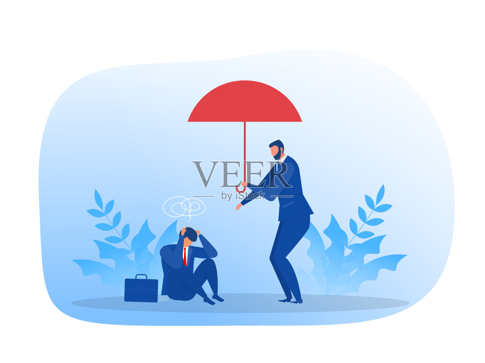 商人帮助人们遭受失败的商业向量插画图片素材