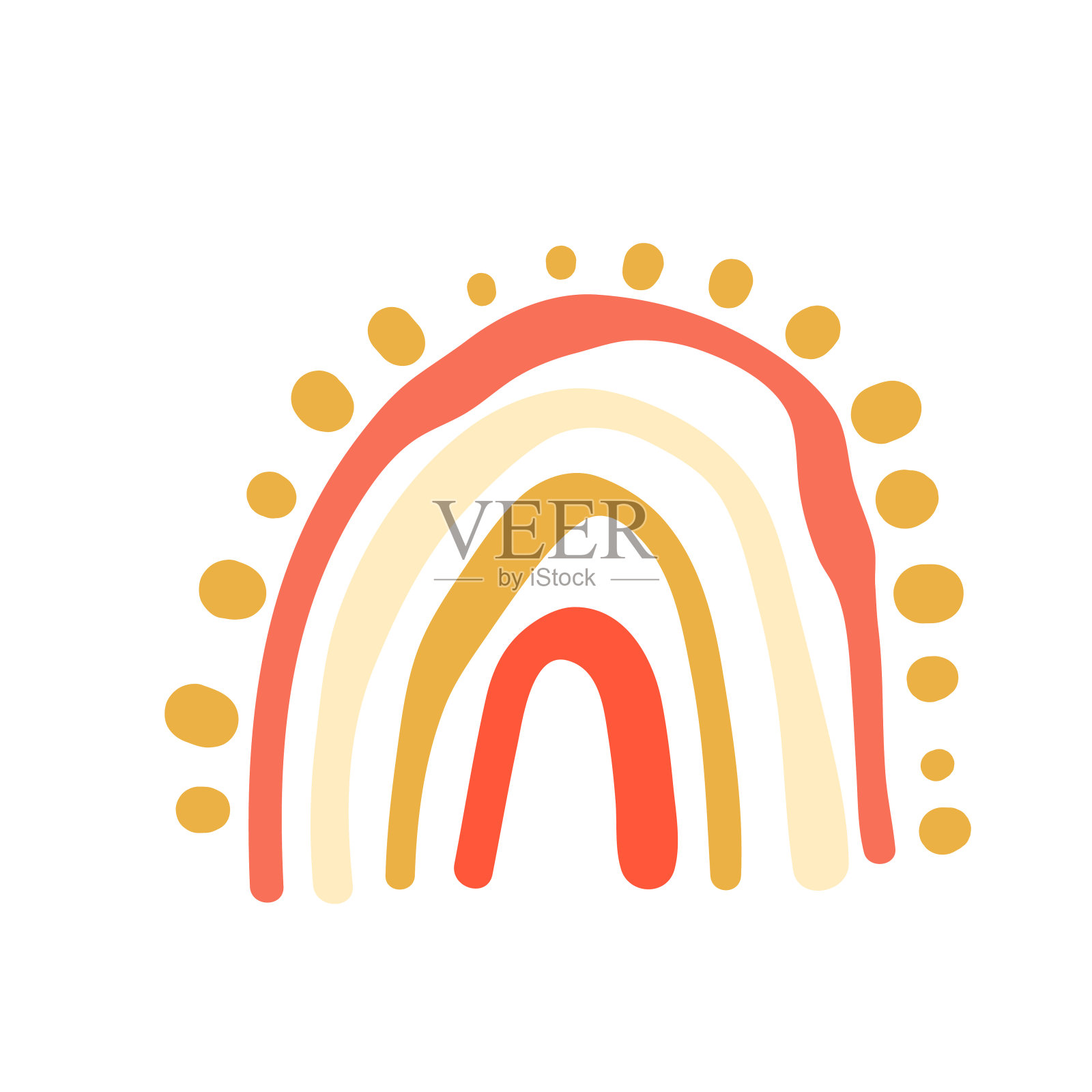 粉红色的卡通波西米亚彩虹。插画图片素材