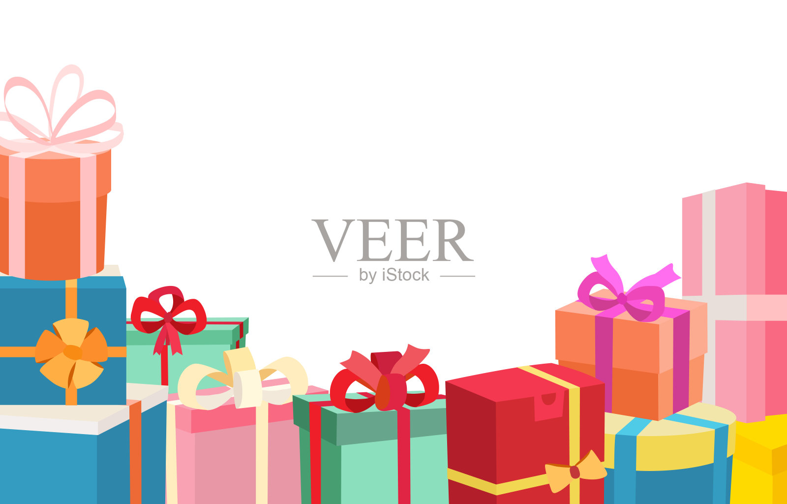 节日圣诞礼盒横幅,圣诞12月庆祝时间,文字卡放置平面矢量插图,孤立在白色。插画图片素材