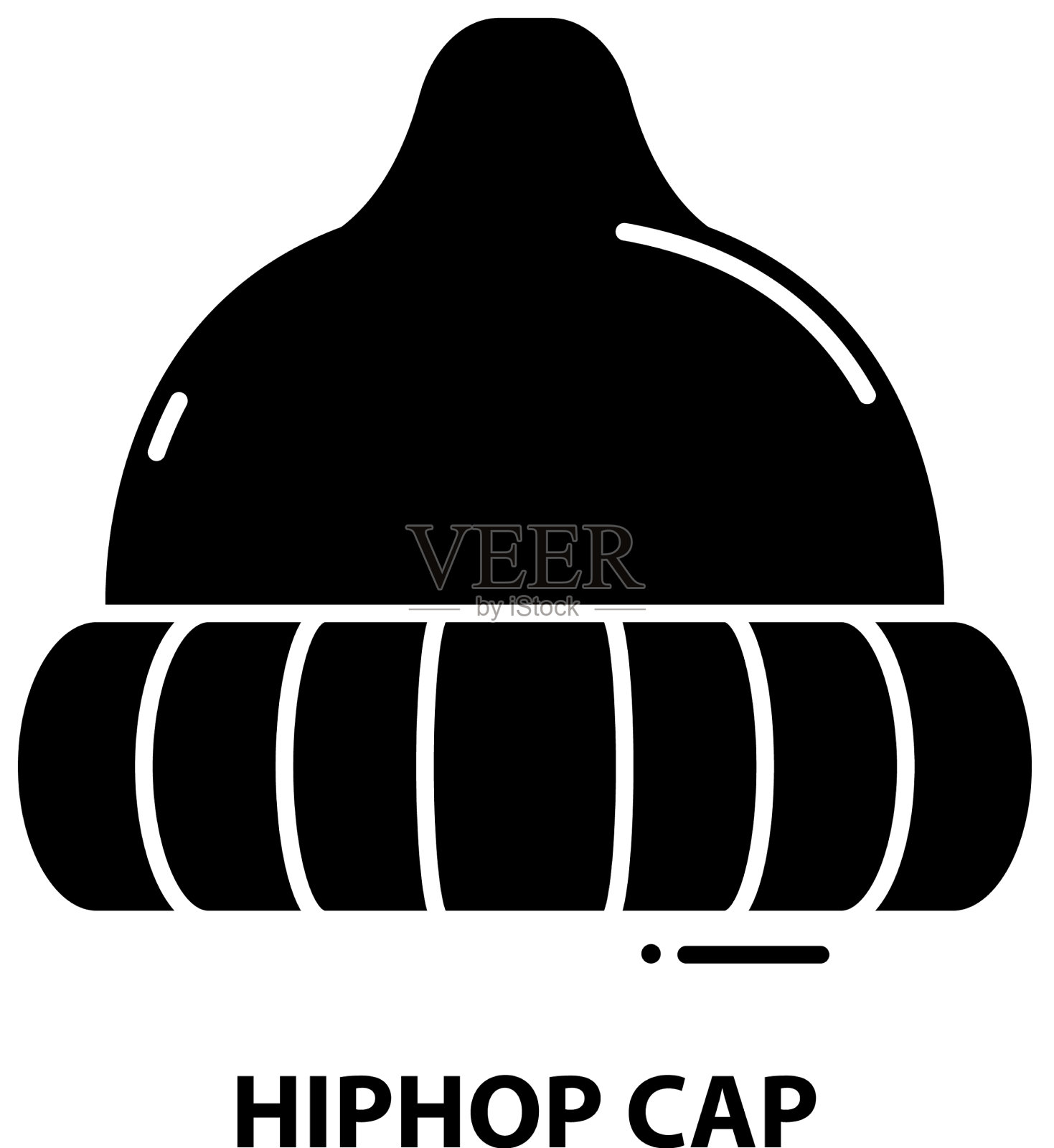嘻哈帽图标黑色标志与可编辑插画图片素材