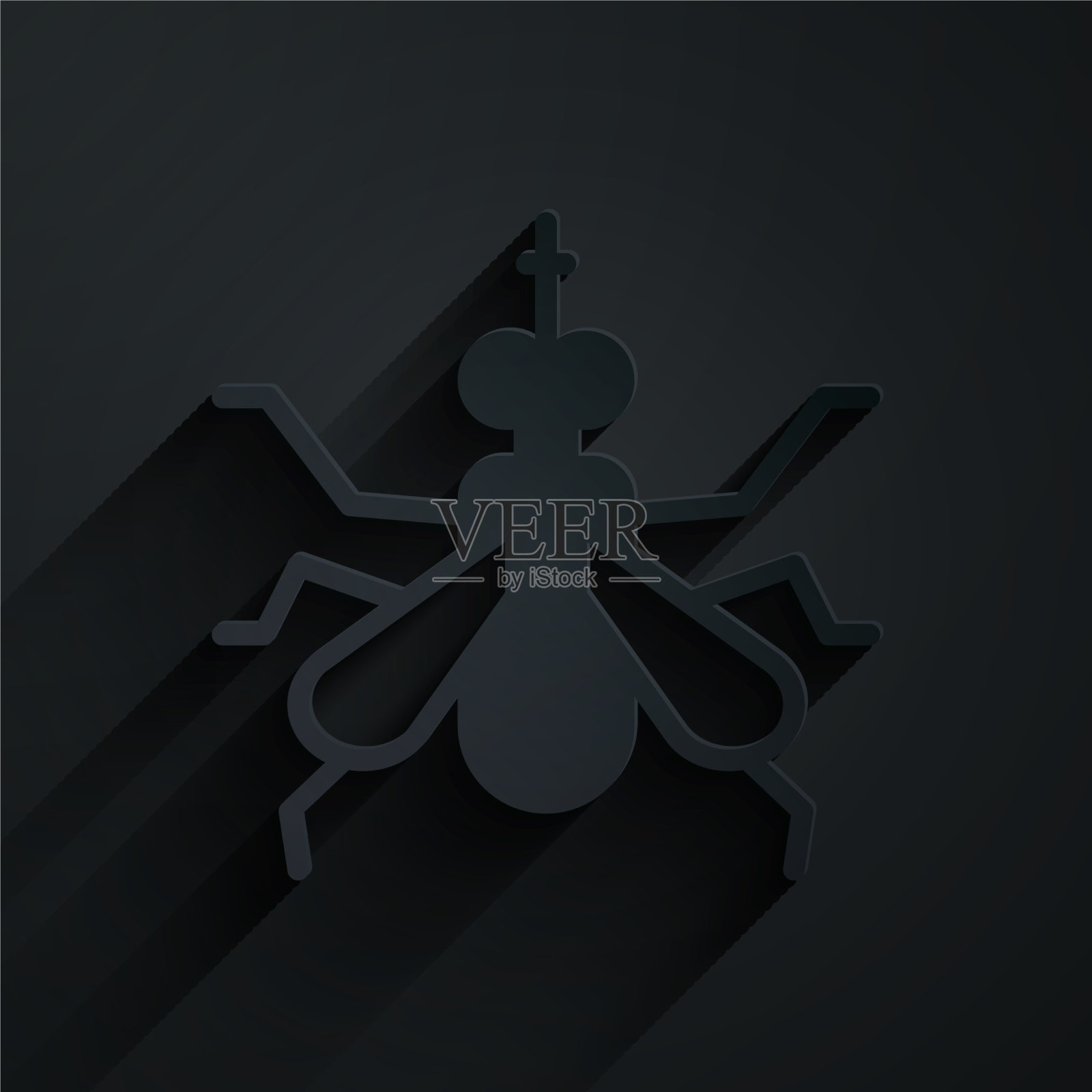 剪纸蚊子图标孤立在黑色插画图片素材