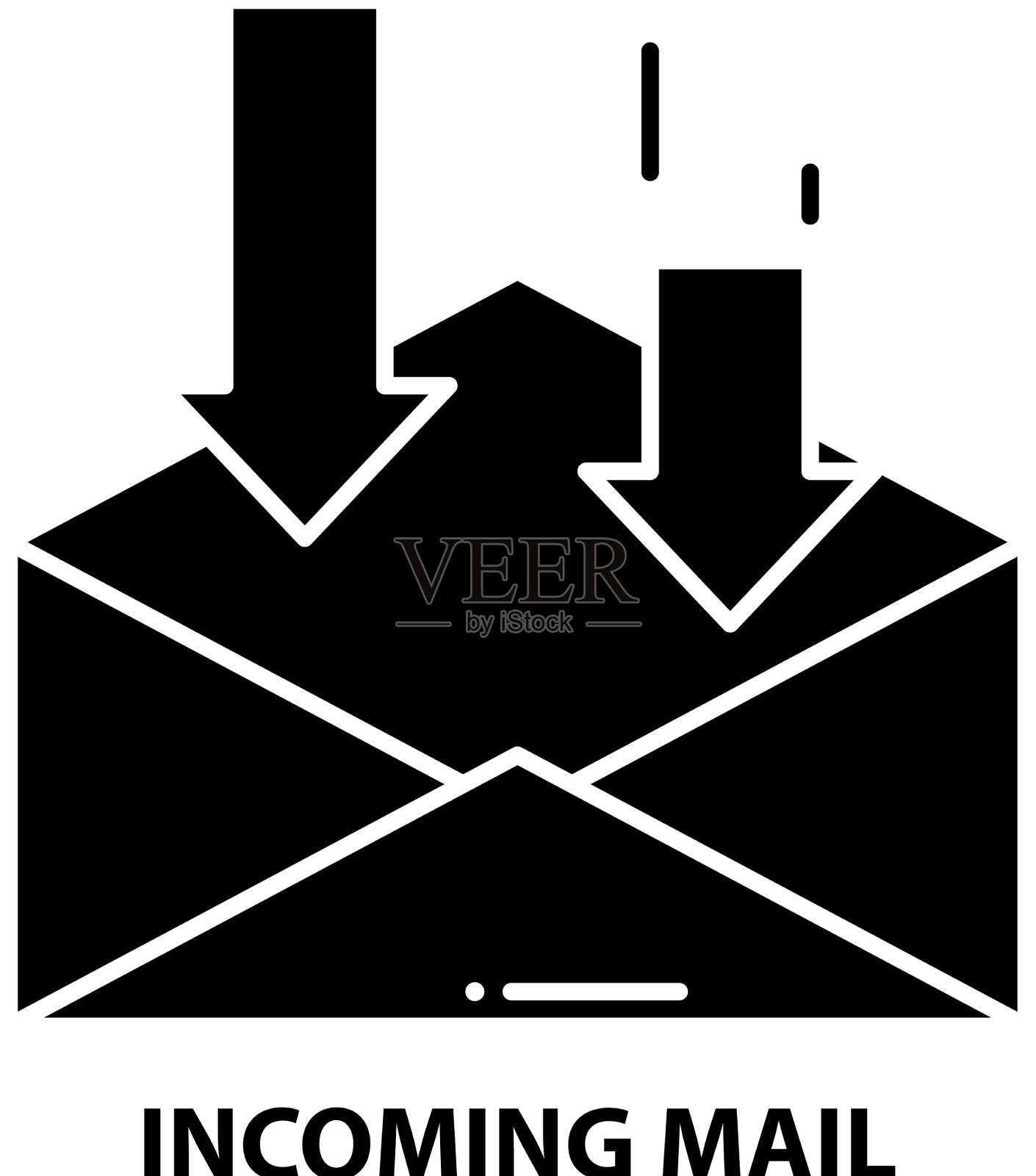 接收邮件图标黑色标志与图标素材