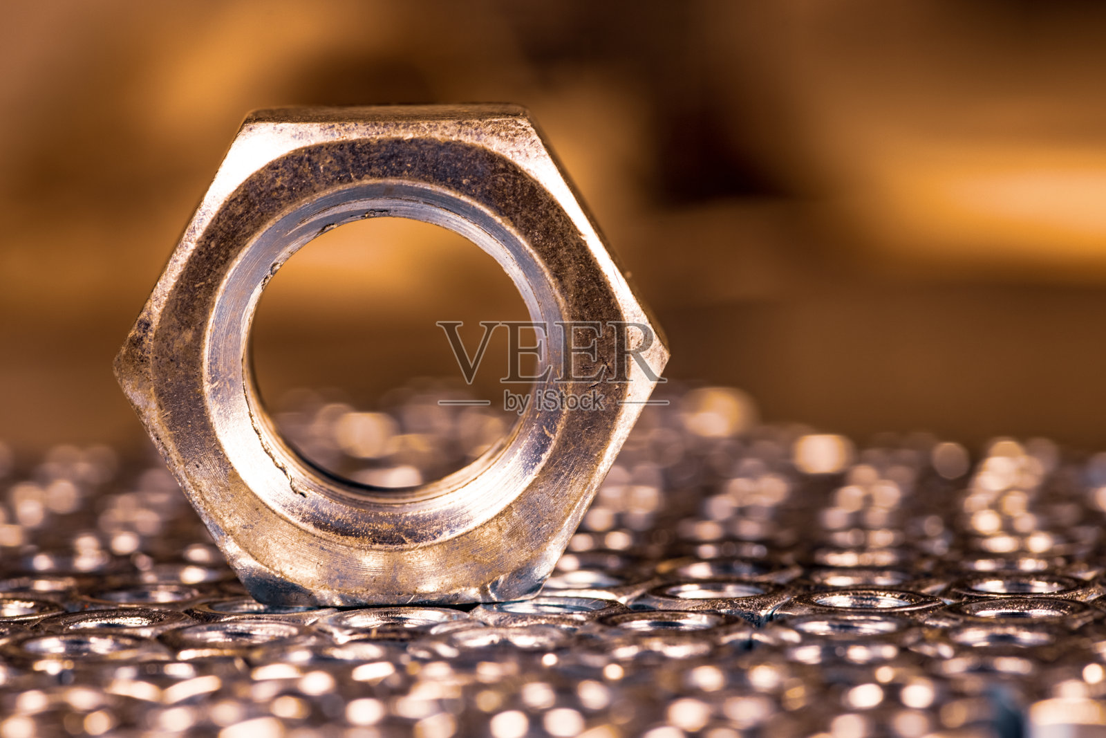 一个大坚果躺在一堆小坚果上照片摄影图片