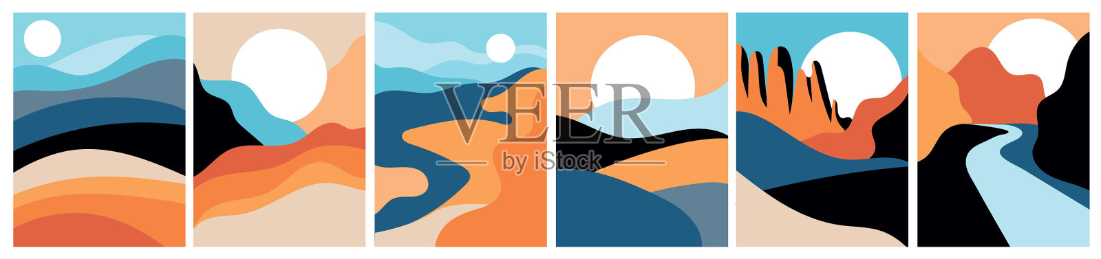 抽象景观海报集设计元素图片