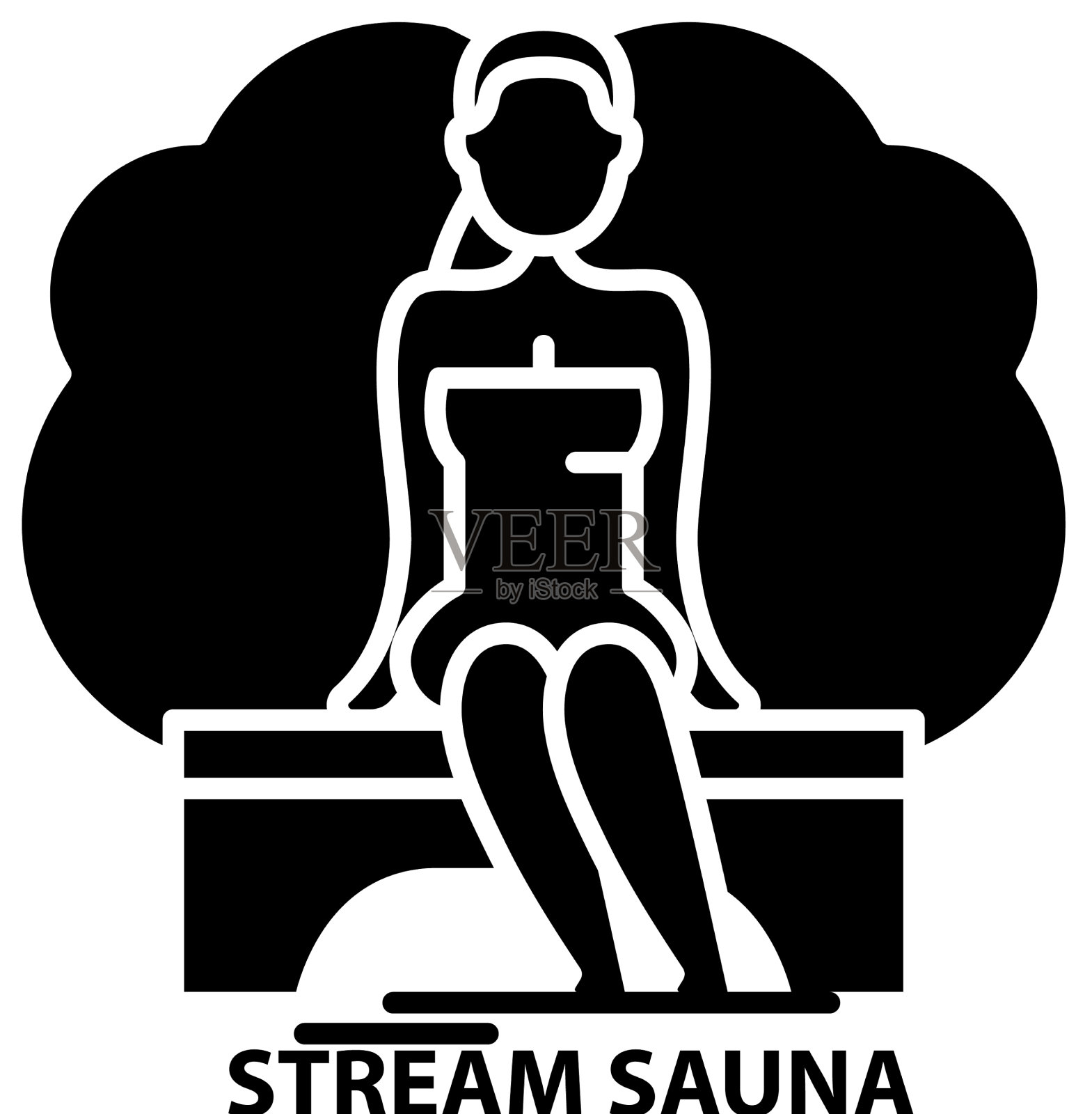 流桑拿图标与可编辑的黑色标志设计元素图片