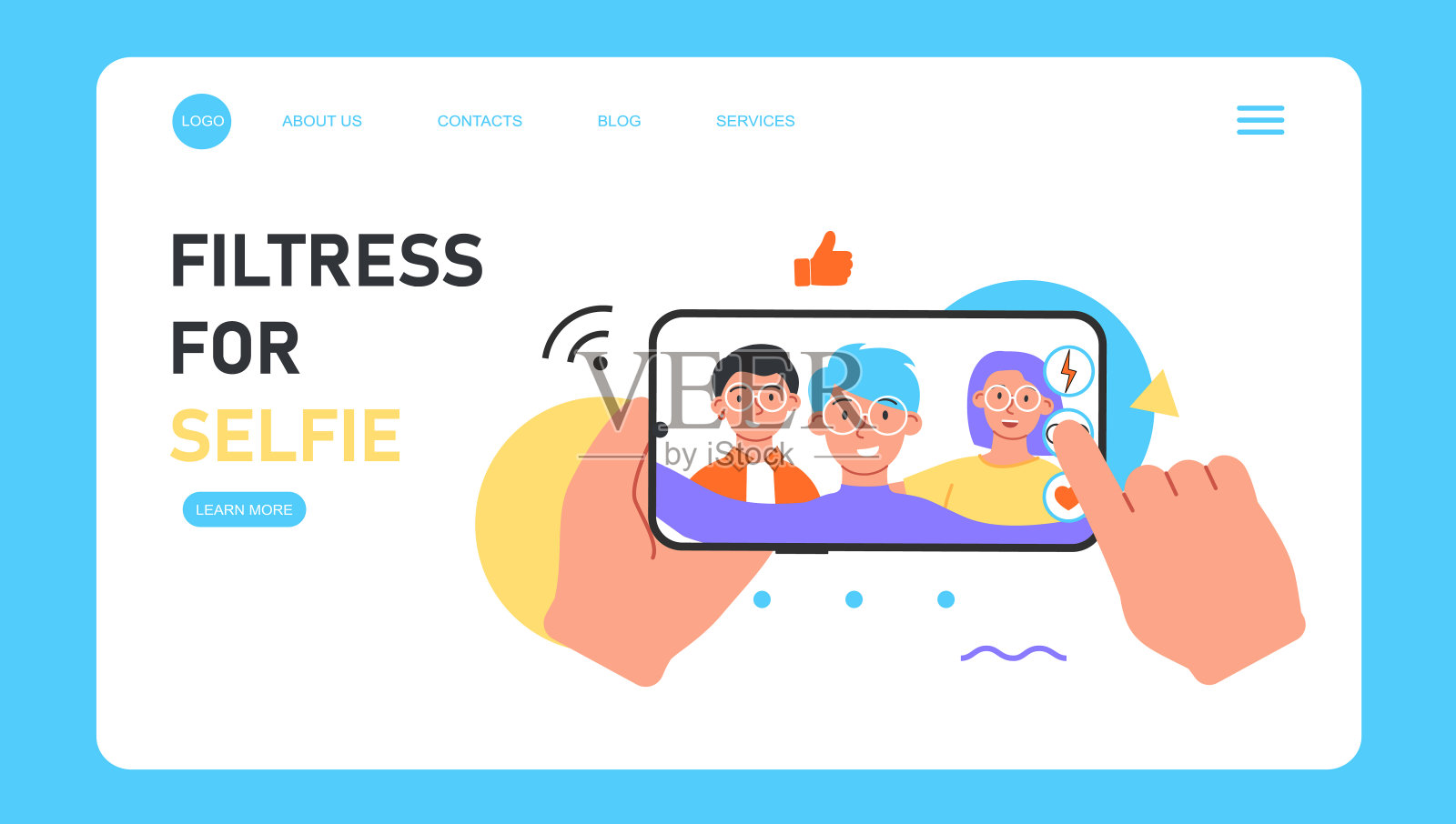 明亮的滤镜自拍屏幕界面照片插画图片素材