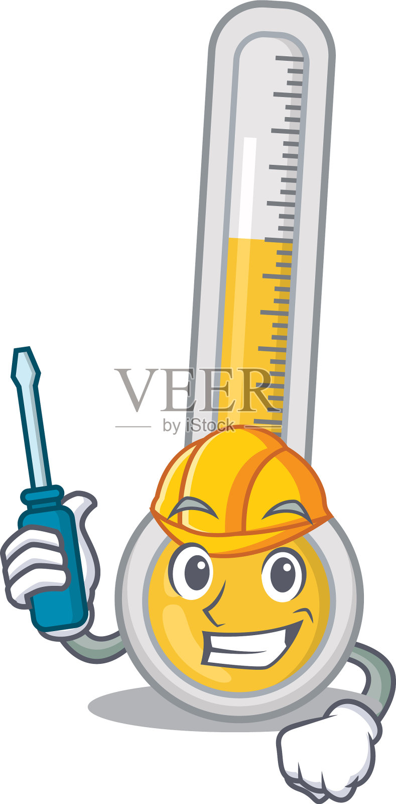 卡通人物温热体温计工作插画图片素材