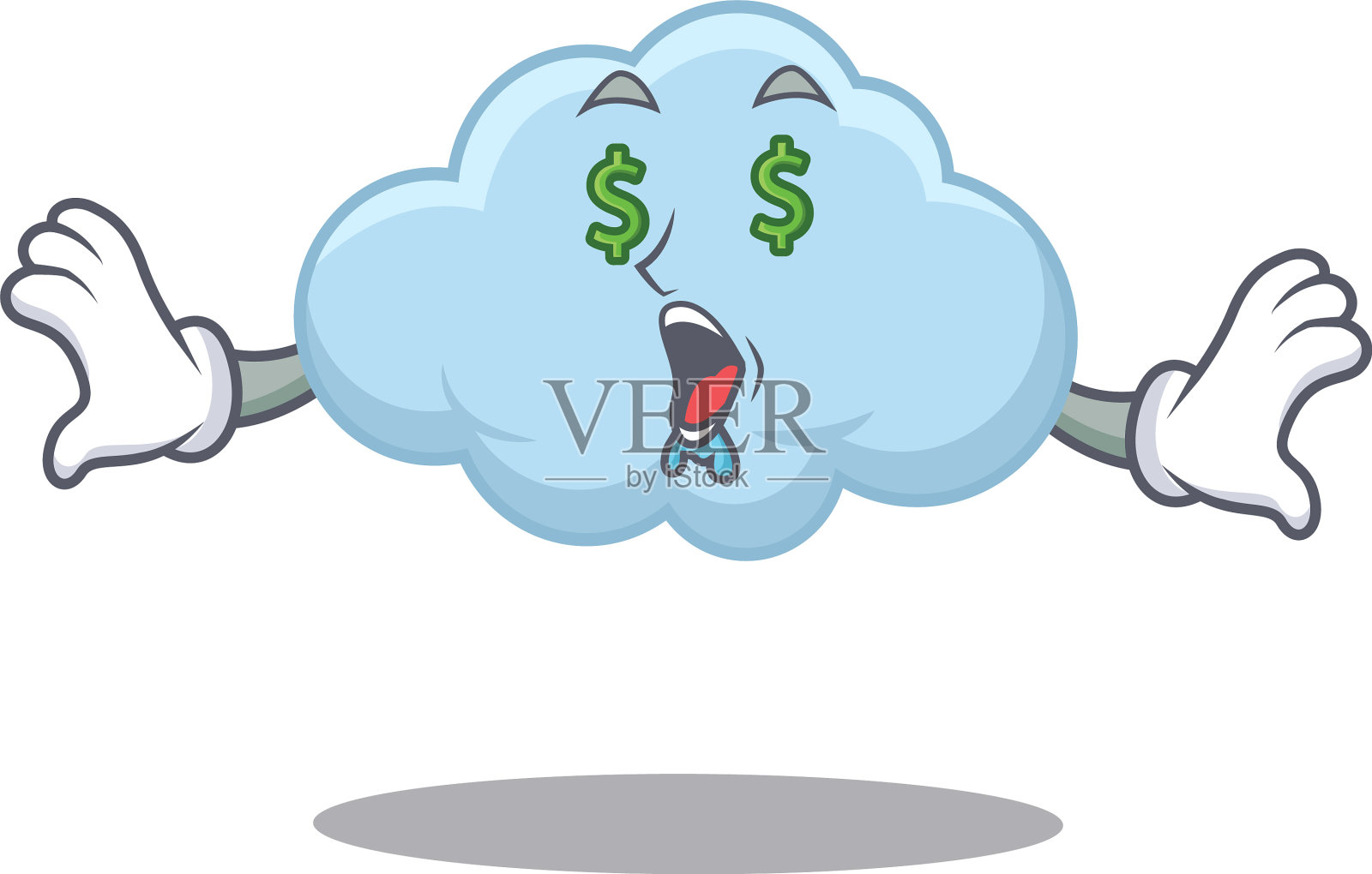 丰富的卡通人物设计与蓝云插画图片素材