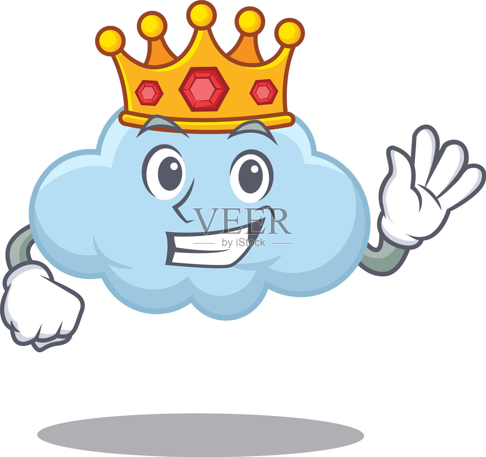 智慧之王蓝云吉祥物设计风格插画图片素材