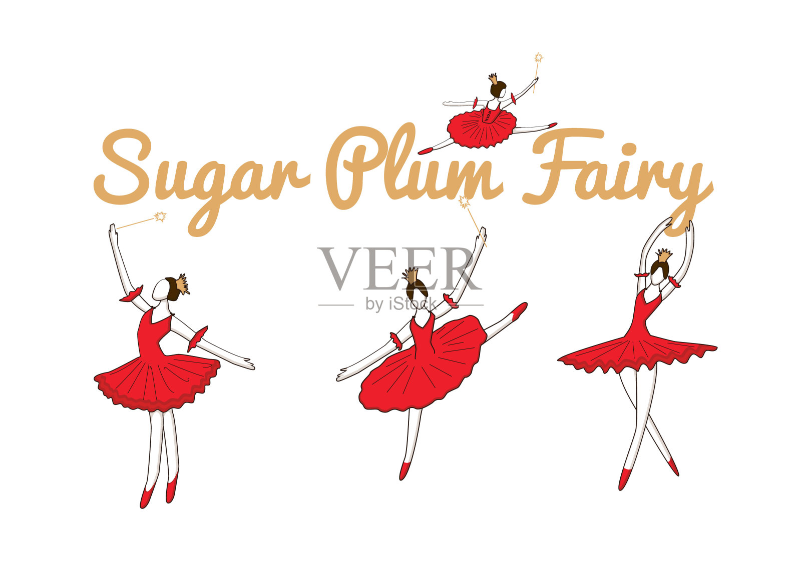 点缀有圣诞糖仙或梅花仙插画图片素材