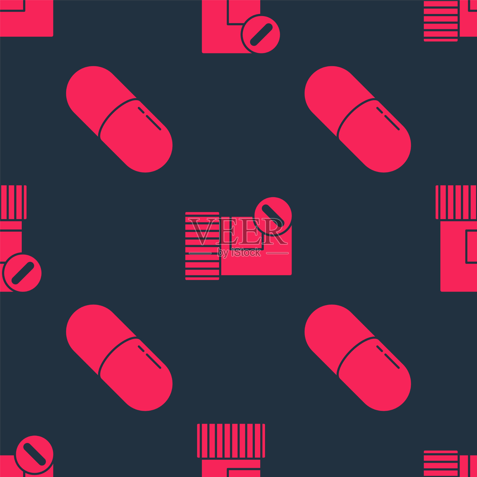 将药丸或片剂和药瓶固定图标素材