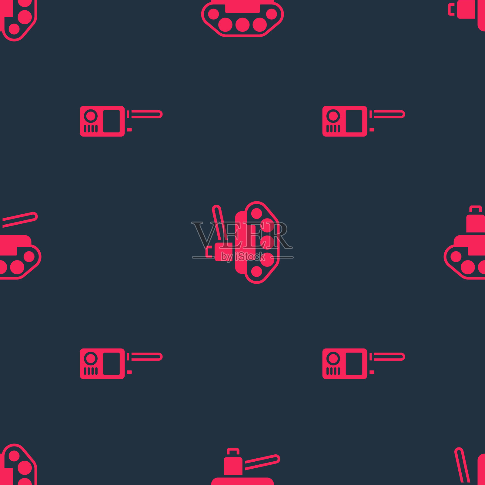 无缝设置对讲机和军用坦克图标素材