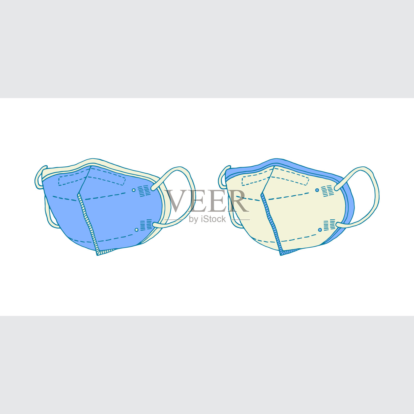 矢量插图与医疗口罩在白色背景。面保护。插画图片素材