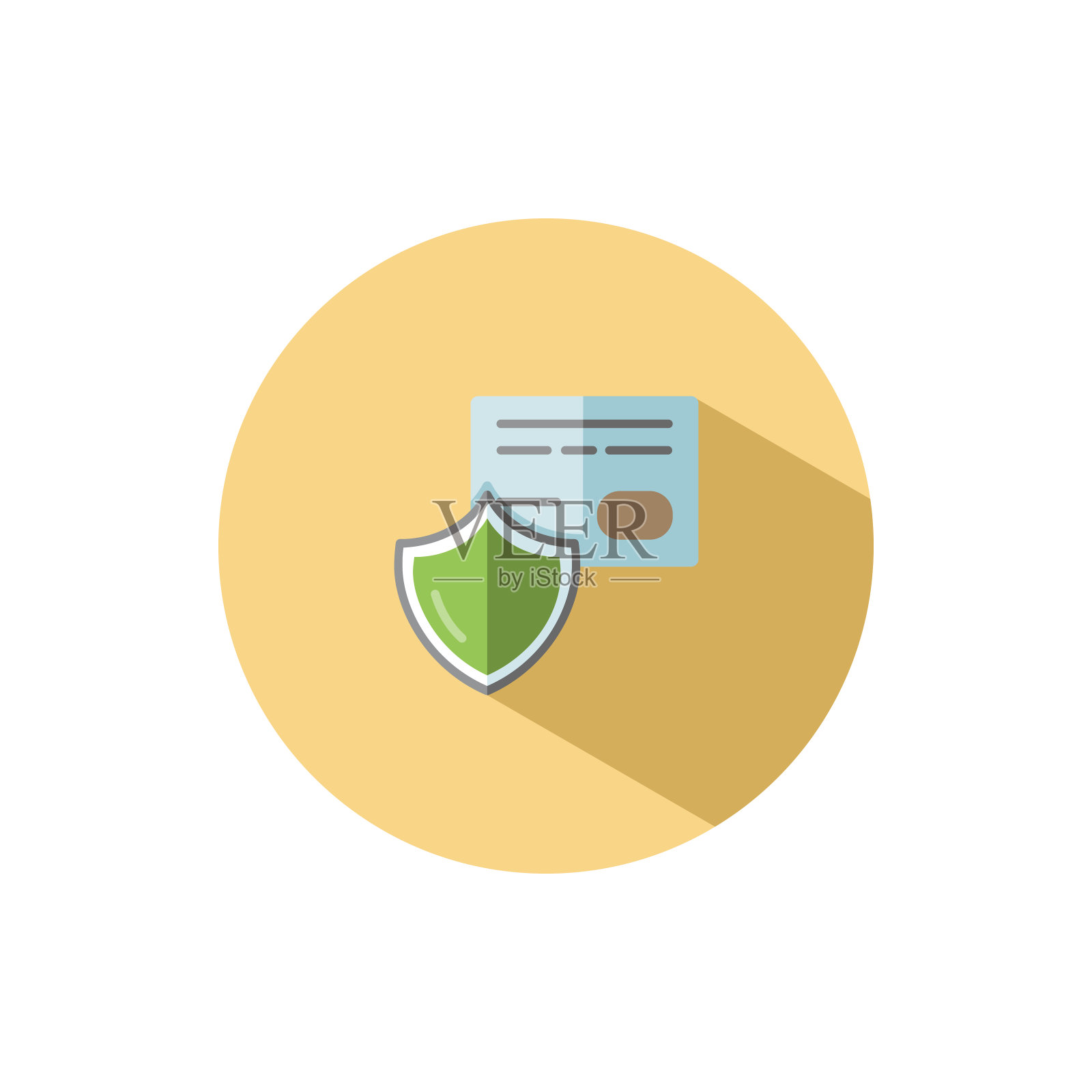 安全支付。信用卡和安全屏障。圆中的平面图标。商务部矢量图插画图片素材