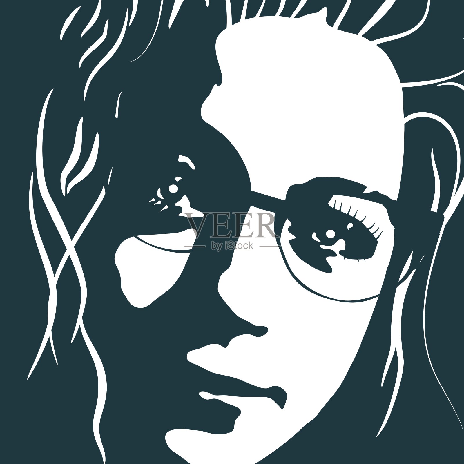 一个女性头部的剪影。美丽和时尚插画图片素材