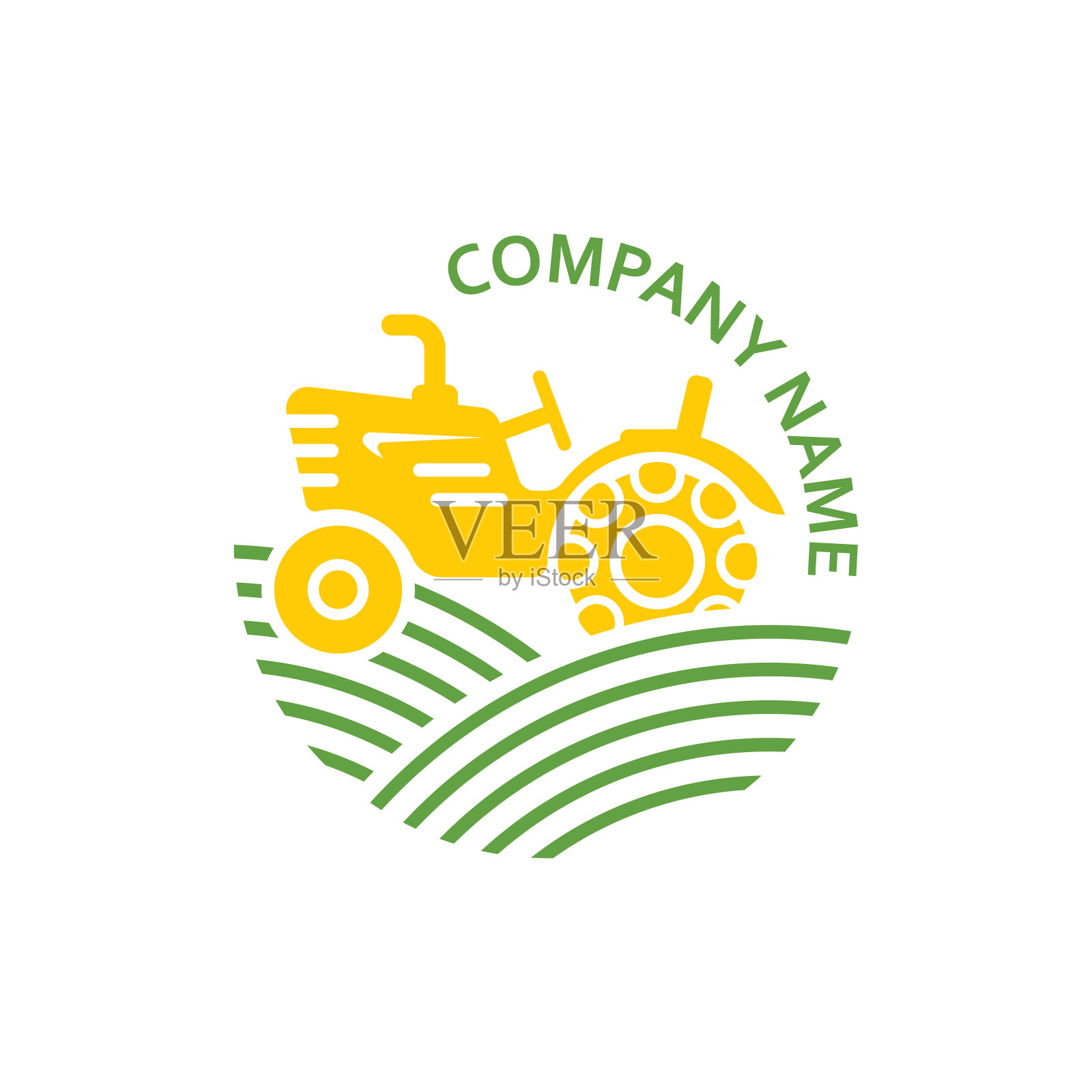 标志的农场。拖拉机标志插图、会徽设计。插画图片素材