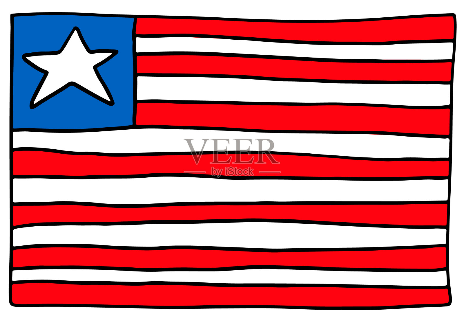 利比里亚国旗涂鸦手绘草图设计元素图片