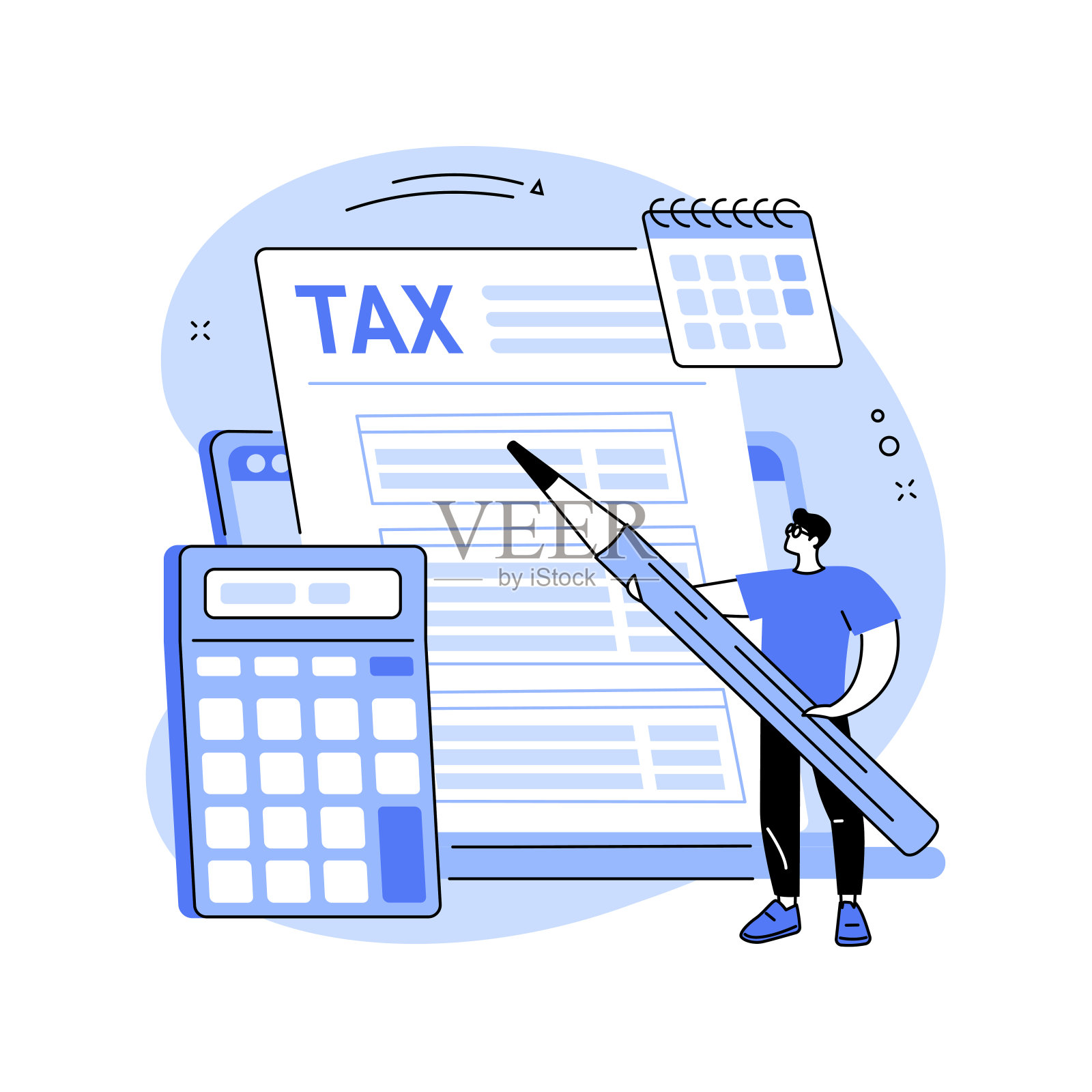 电子报税抽象概念矢量图。插画图片素材