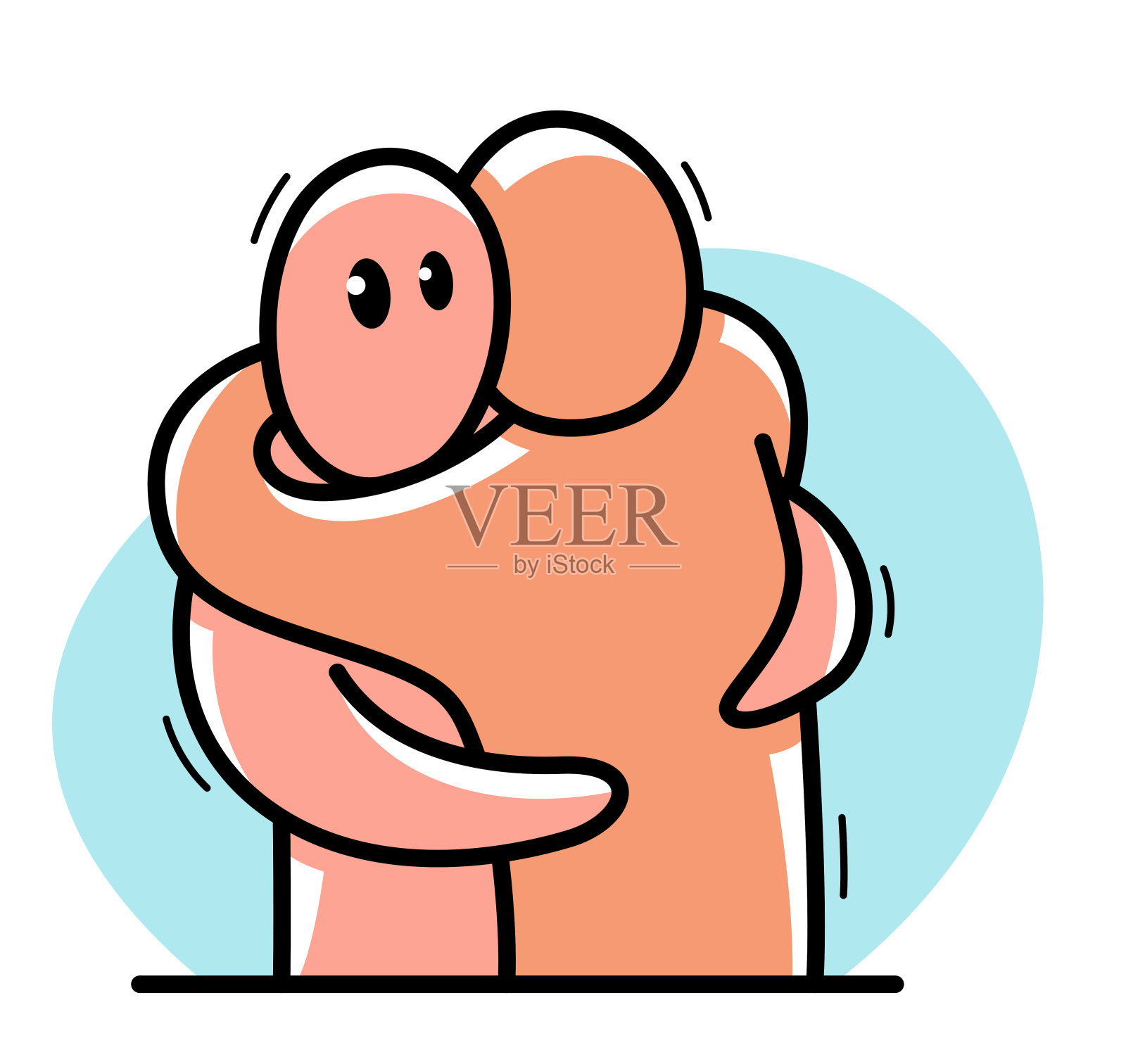 两个搞笑卡通男人相互拥抱搞笑卡通平面风格矢量插图孤立,朋友或爱人伙伴信任爱人的人互相支持的概念。设计元素图片